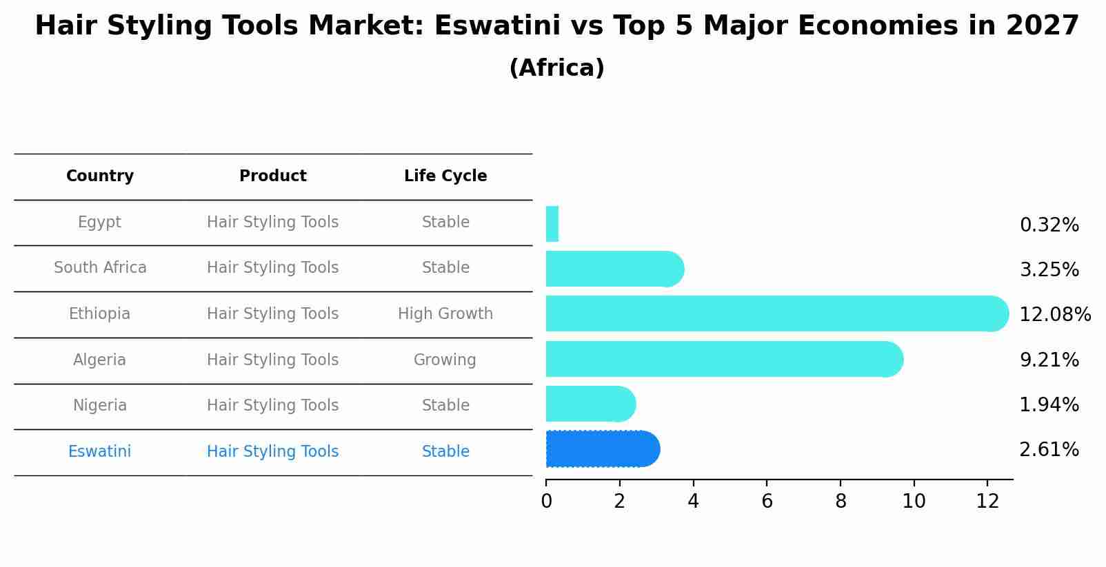 Hair Styling Tools Market: Eswatini vs Top 5 Major Economies in 2027 (Africa)