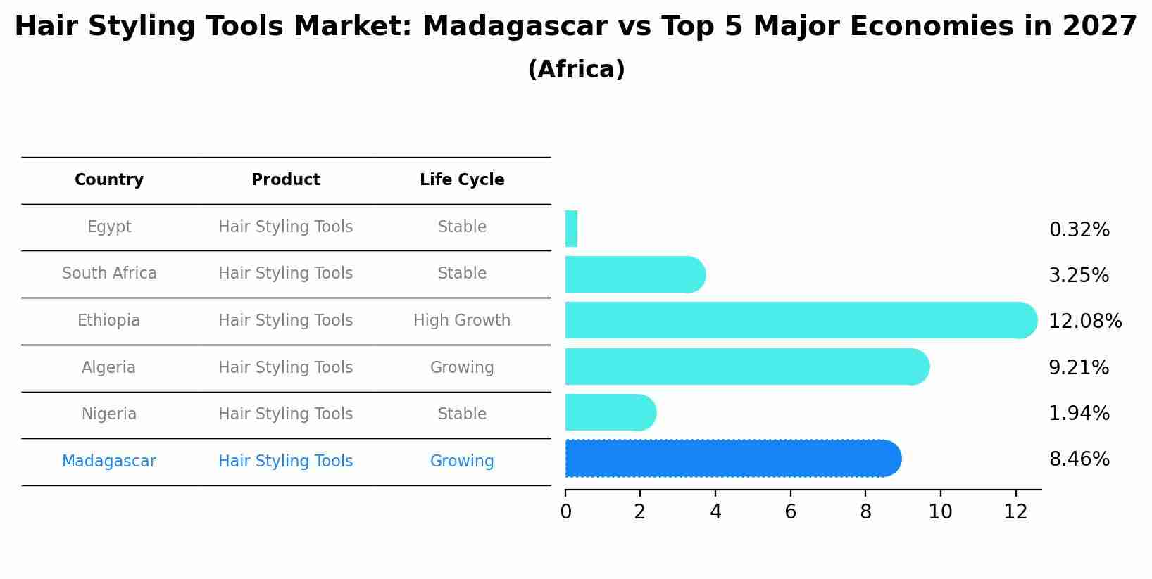 Hair Styling Tools Market: Madagascar vs Top 5 Major Economies in 2027 (Africa)