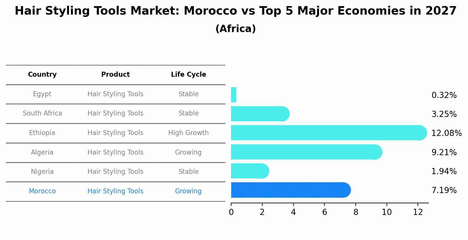 Hair Styling Tools Market: Morocco vs Top 5 Major Economies in 2027 (Africa)