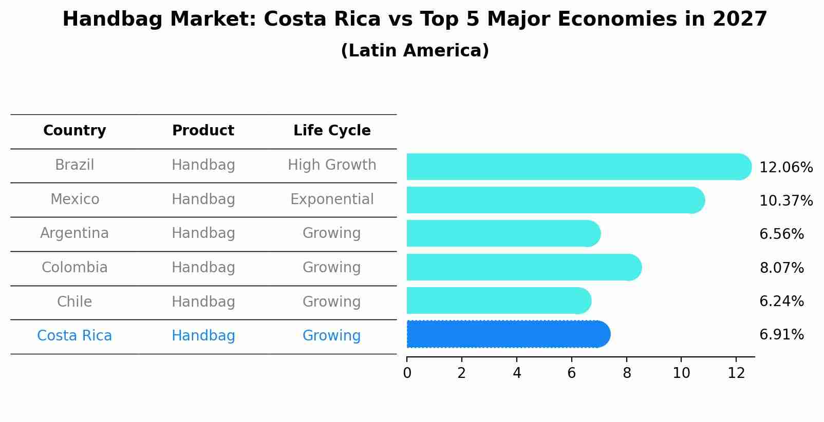 Handbag Market: Costa Rica vs Top 5 Major Economies in 2027 (Latin America)