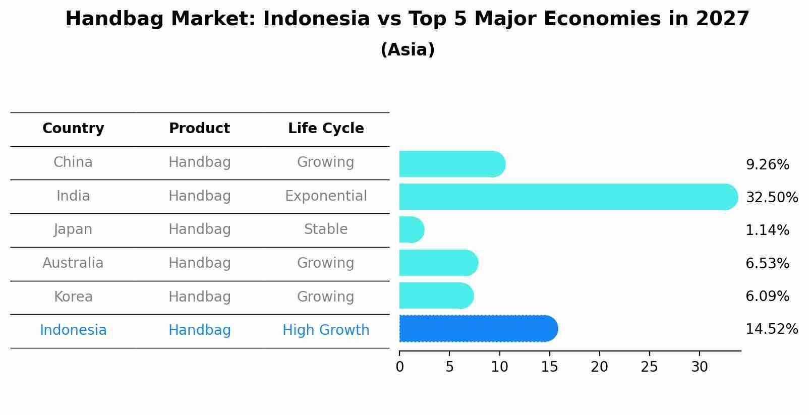 Handbag Market: Indonesia vs Top 5 Major Economies in 2027 (Asia)