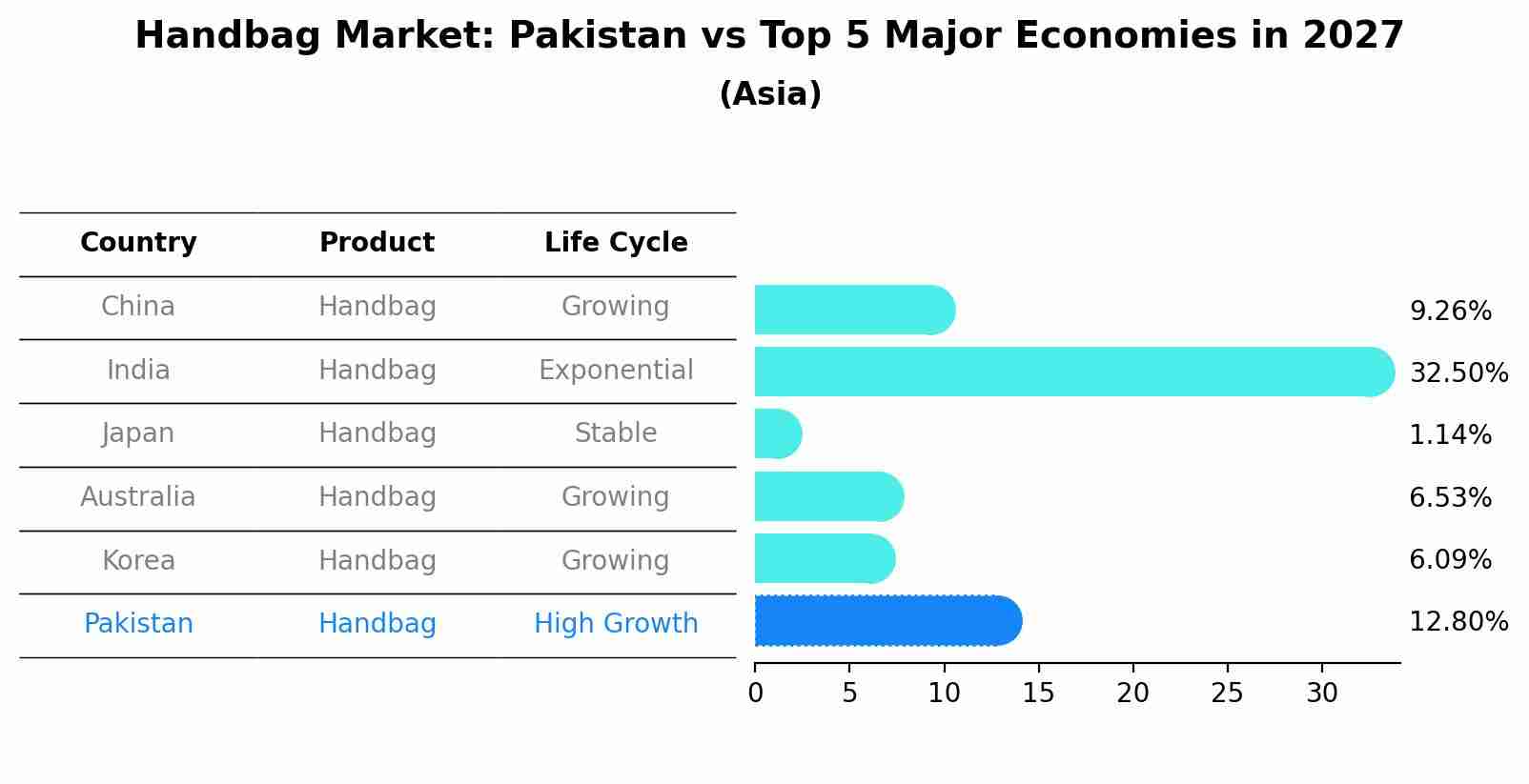 Handbag Market: Pakistan vs Top 5 Major Economies in 2027 (Asia)