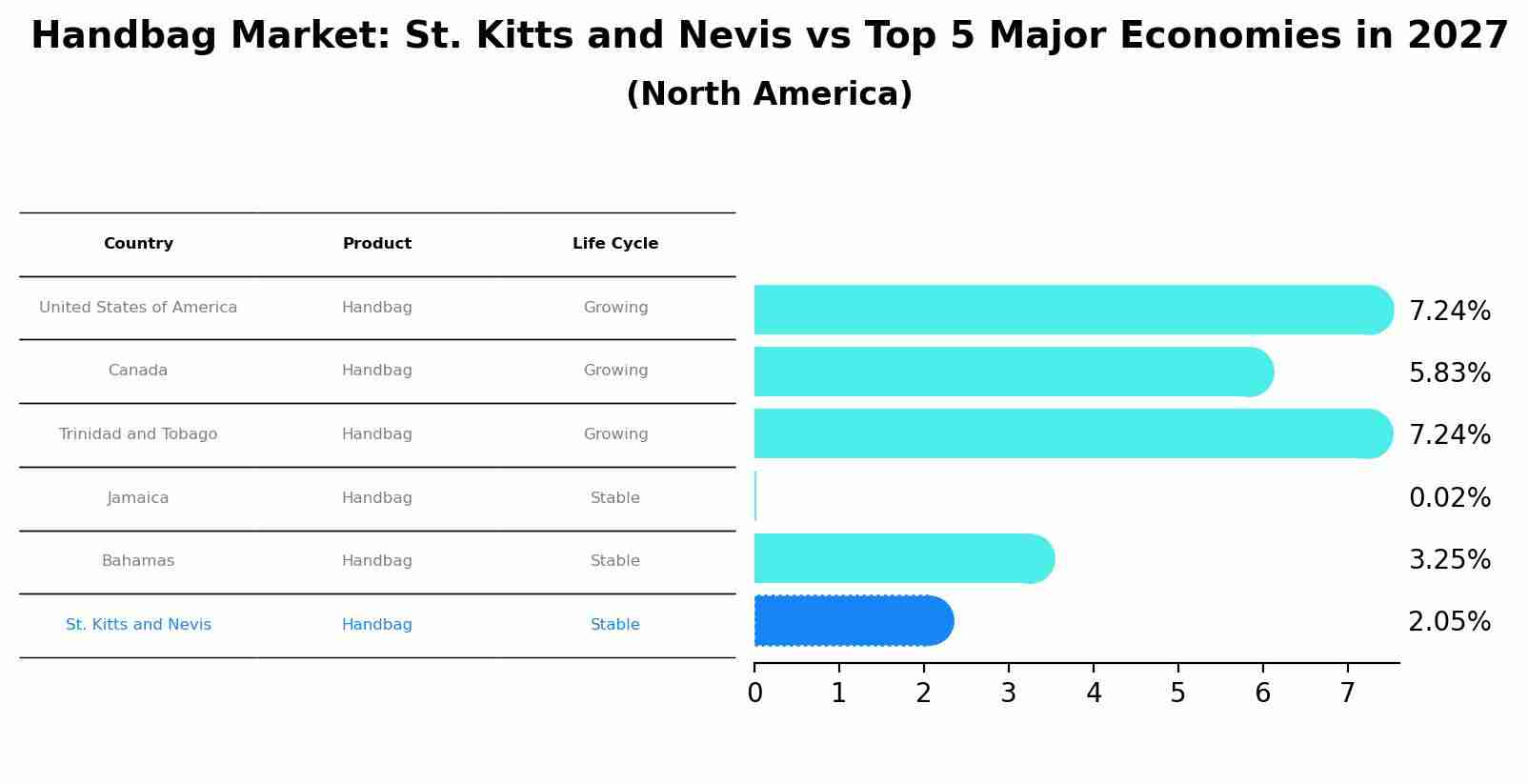 Handbag Market: St. Kitts and Nevis vs Top 5 Major Economies in 2027 (North America)