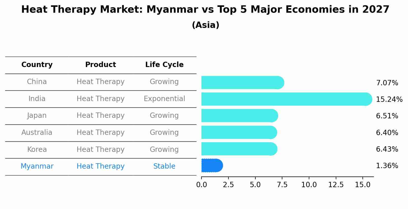 Heat Therapy Market: Myanmar vs Top 5 Major Economies in 2027 (Asia)