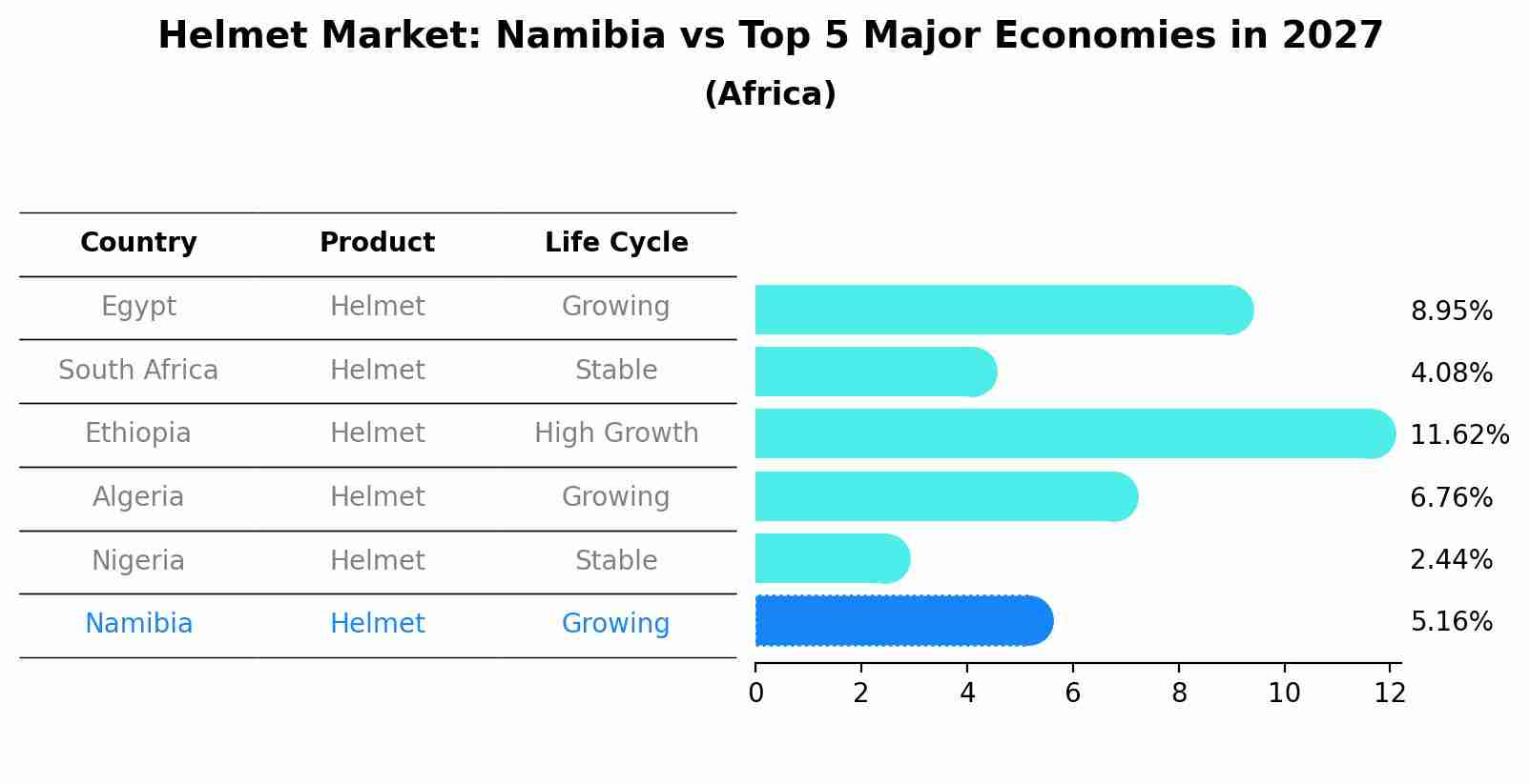 Helmet Market: Namibia vs Top 5 Major Economies in 2027 (Africa)