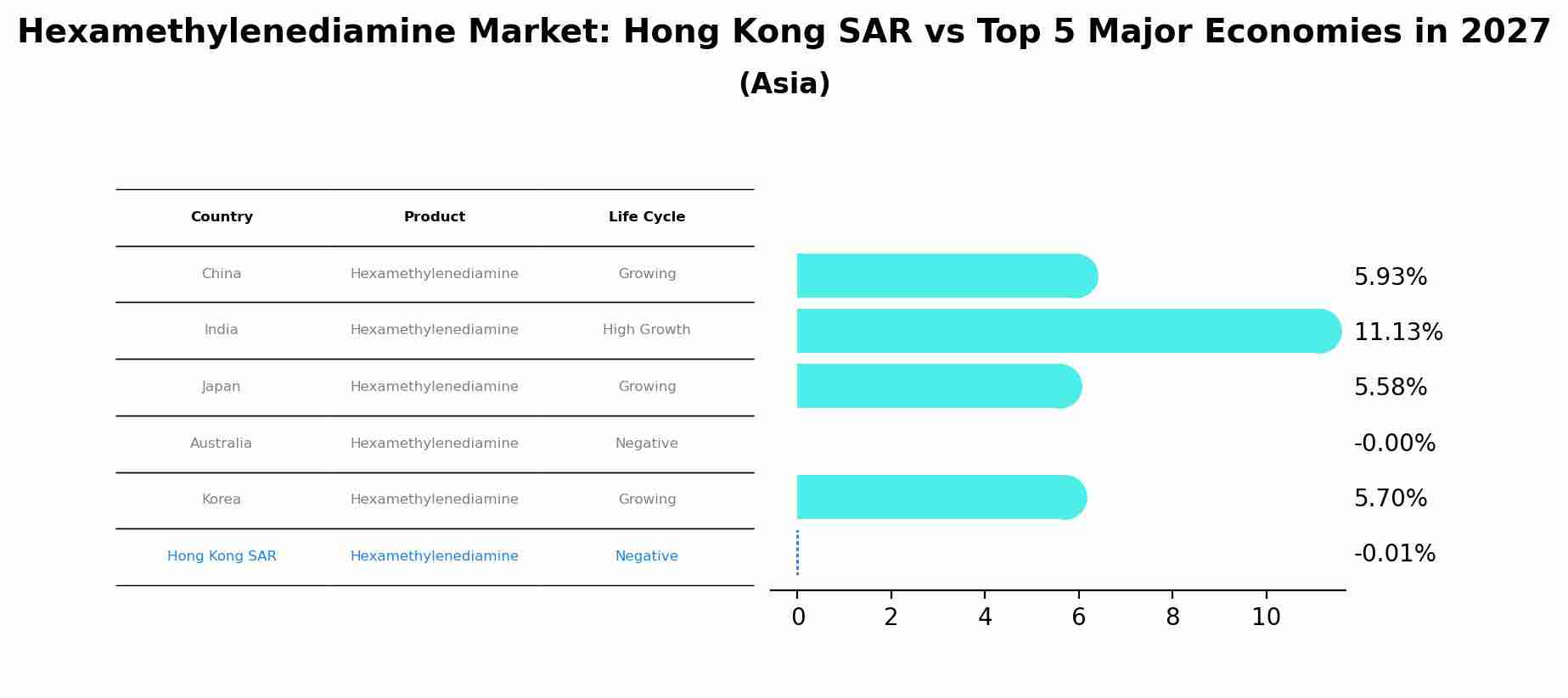 Hexamethylenediamine Market: Hong Kong SAR vs Top 5 Major Economies in 2027 (Asia)