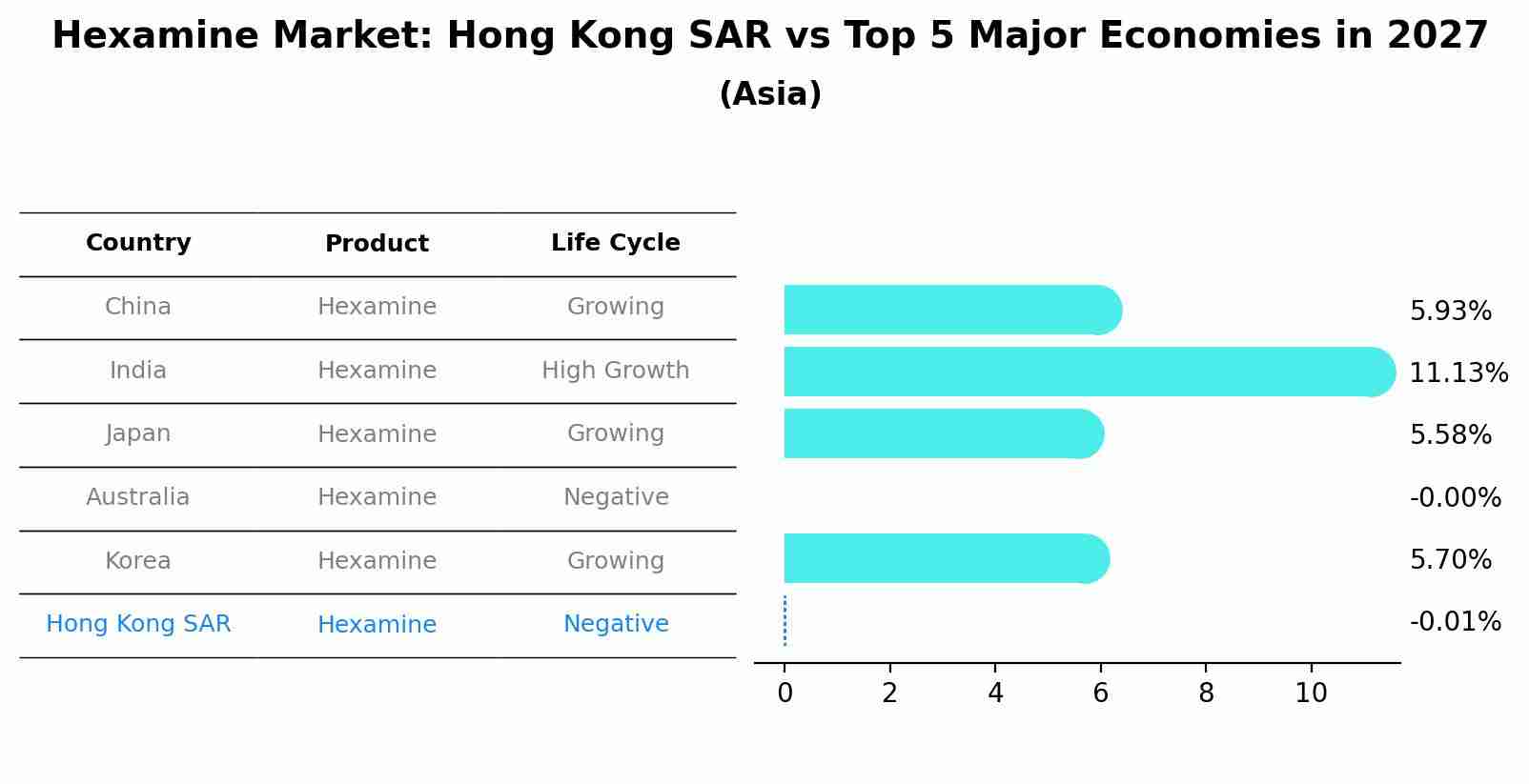 Hexamine Market: Hong Kong SAR vs Top 5 Major Economies in 2027 (Asia)