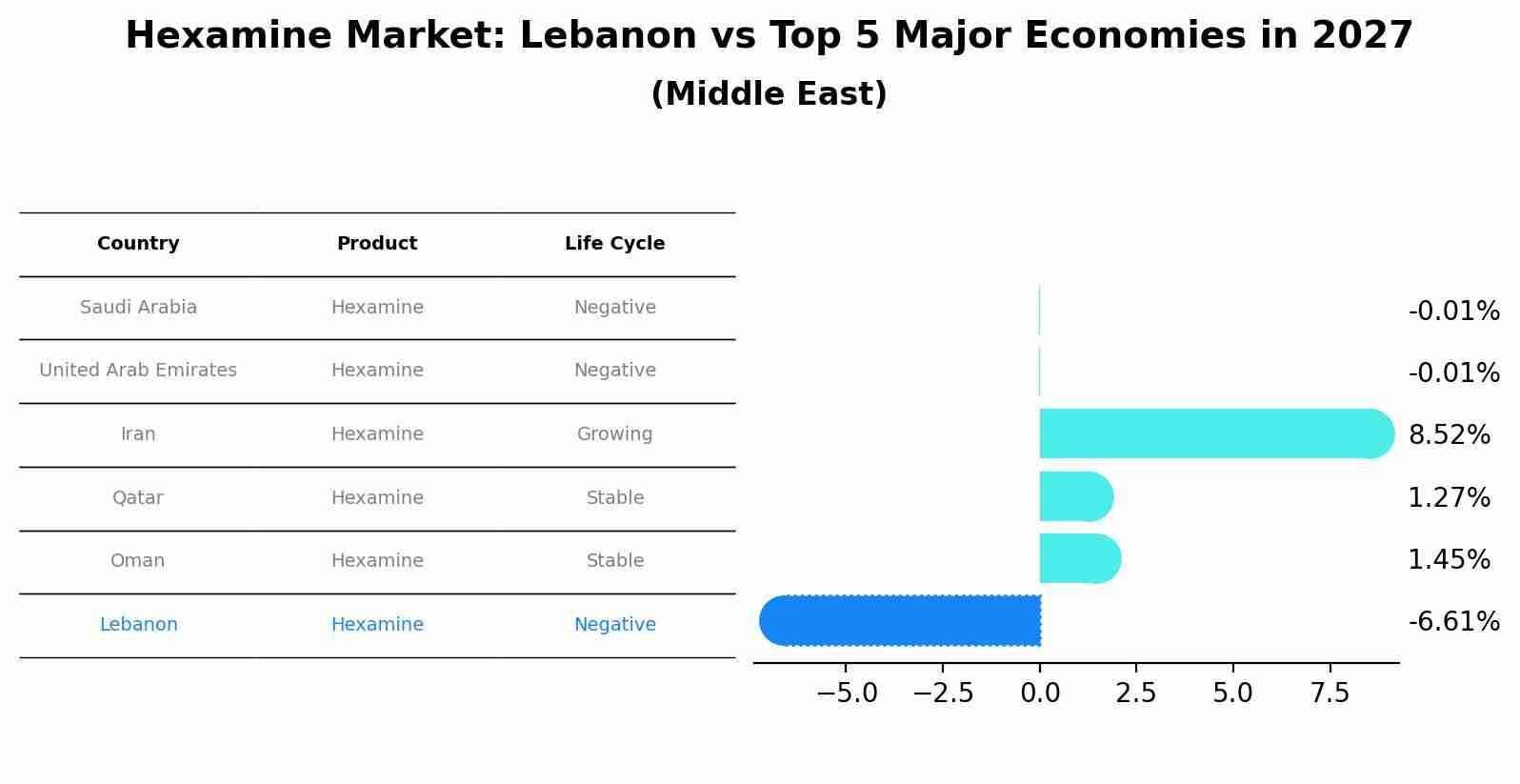 Hexamine Market: Lebanon vs Top 5 Major Economies in 2027 (Middle East)