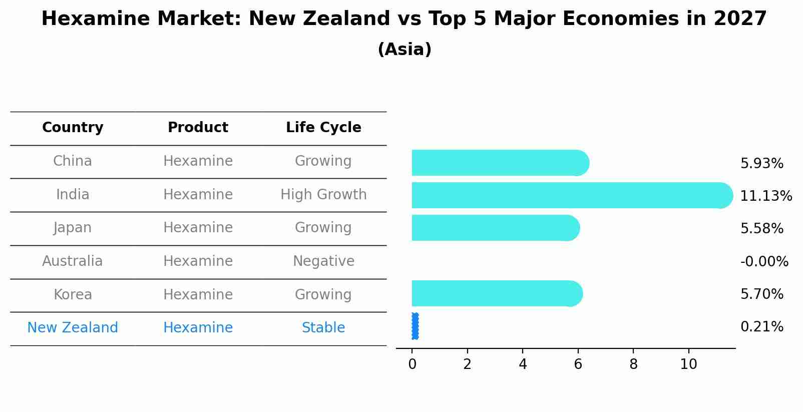 Hexamine Market: New Zealand vs Top 5 Major Economies in 2027 (Asia)
