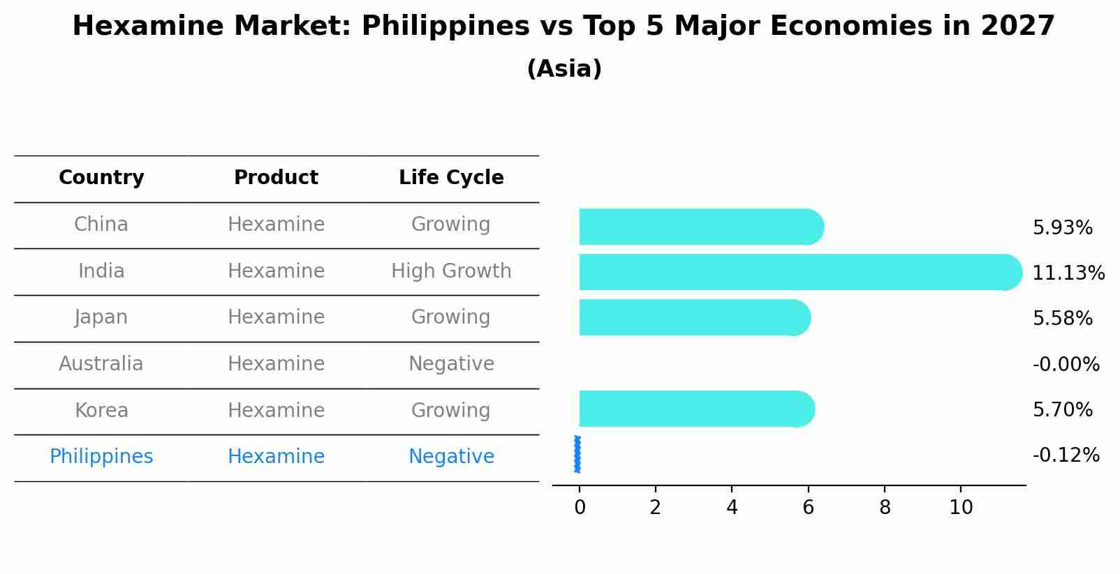 Hexamine Market: Philippines vs Top 5 Major Economies in 2027 (Asia)