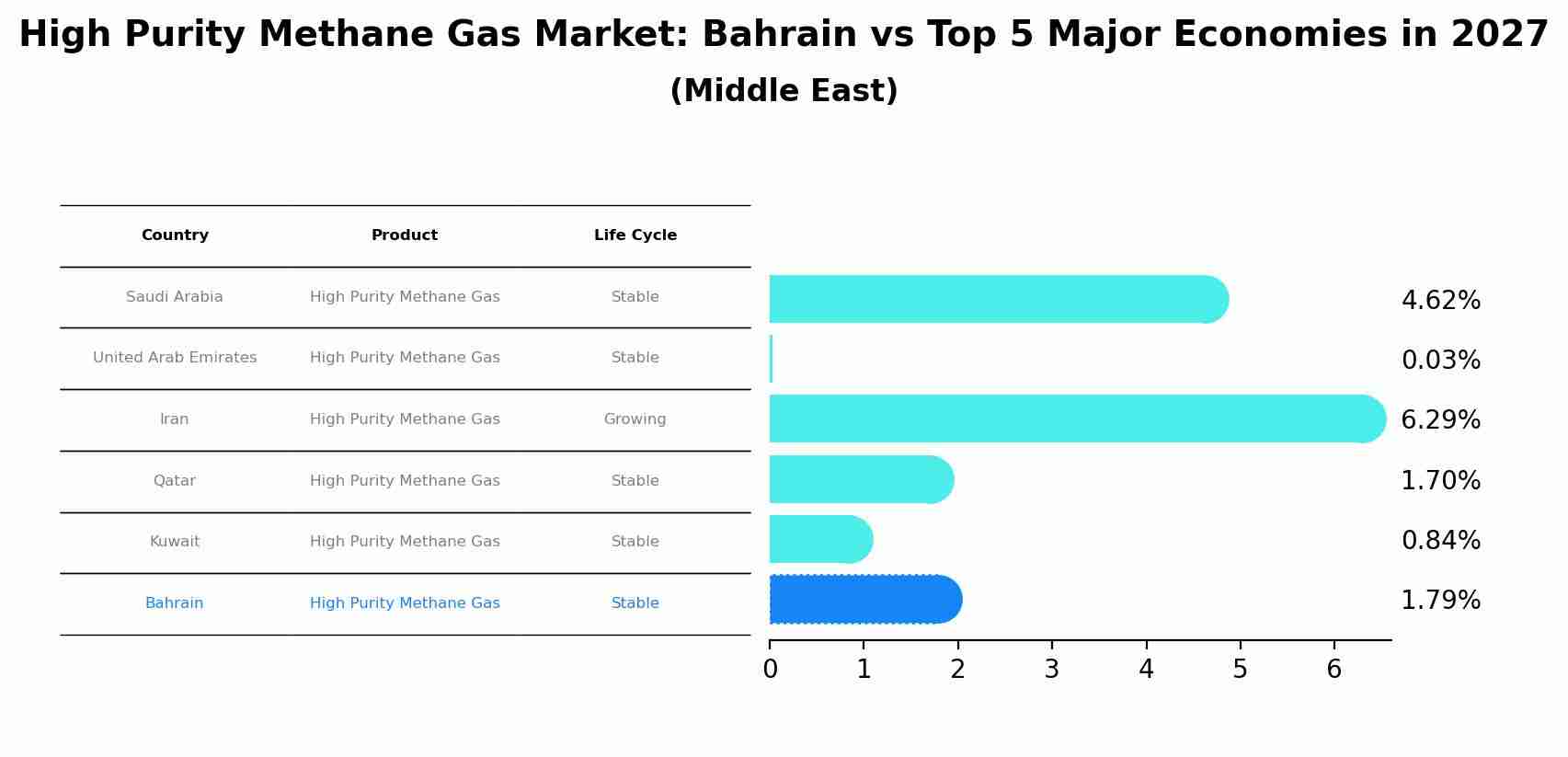 High Purity Methane Gas Market: Bahrain vs Top 5 Major Economies in 2027 (Middle East)