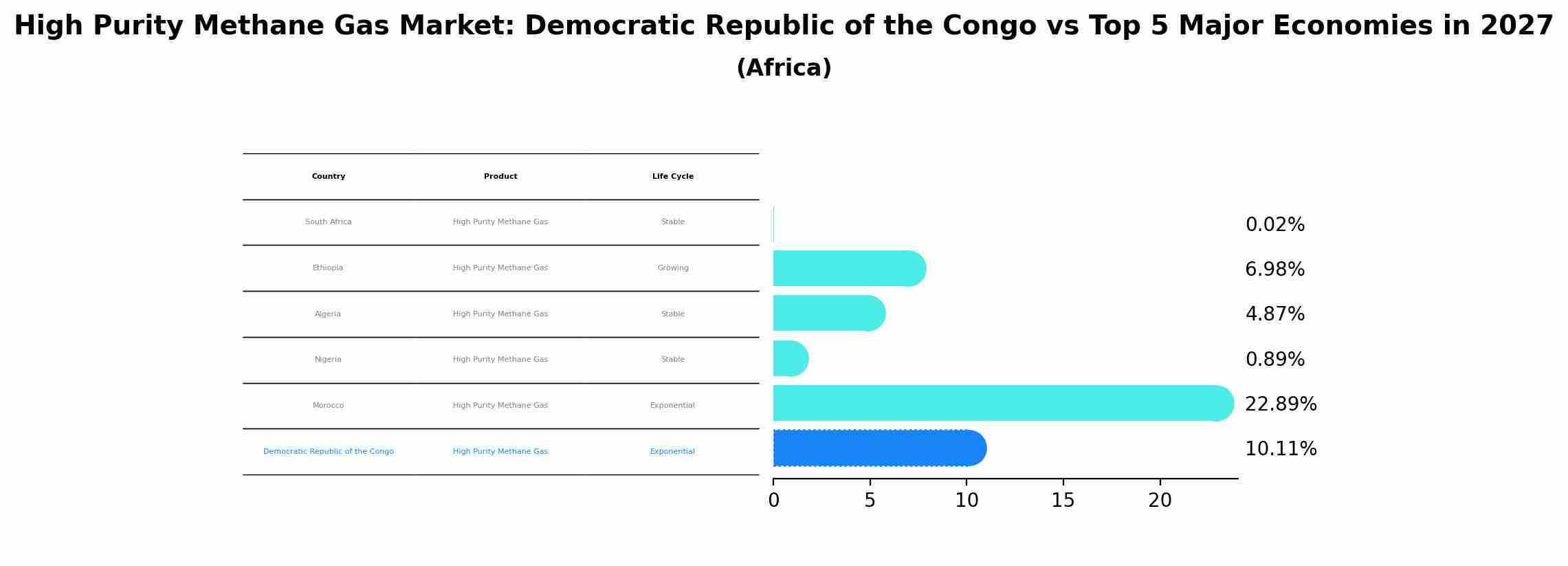 High Purity Methane Gas Market: Democratic Republic of the Congo vs Top 5 Major Economies in 2027 (Africa)