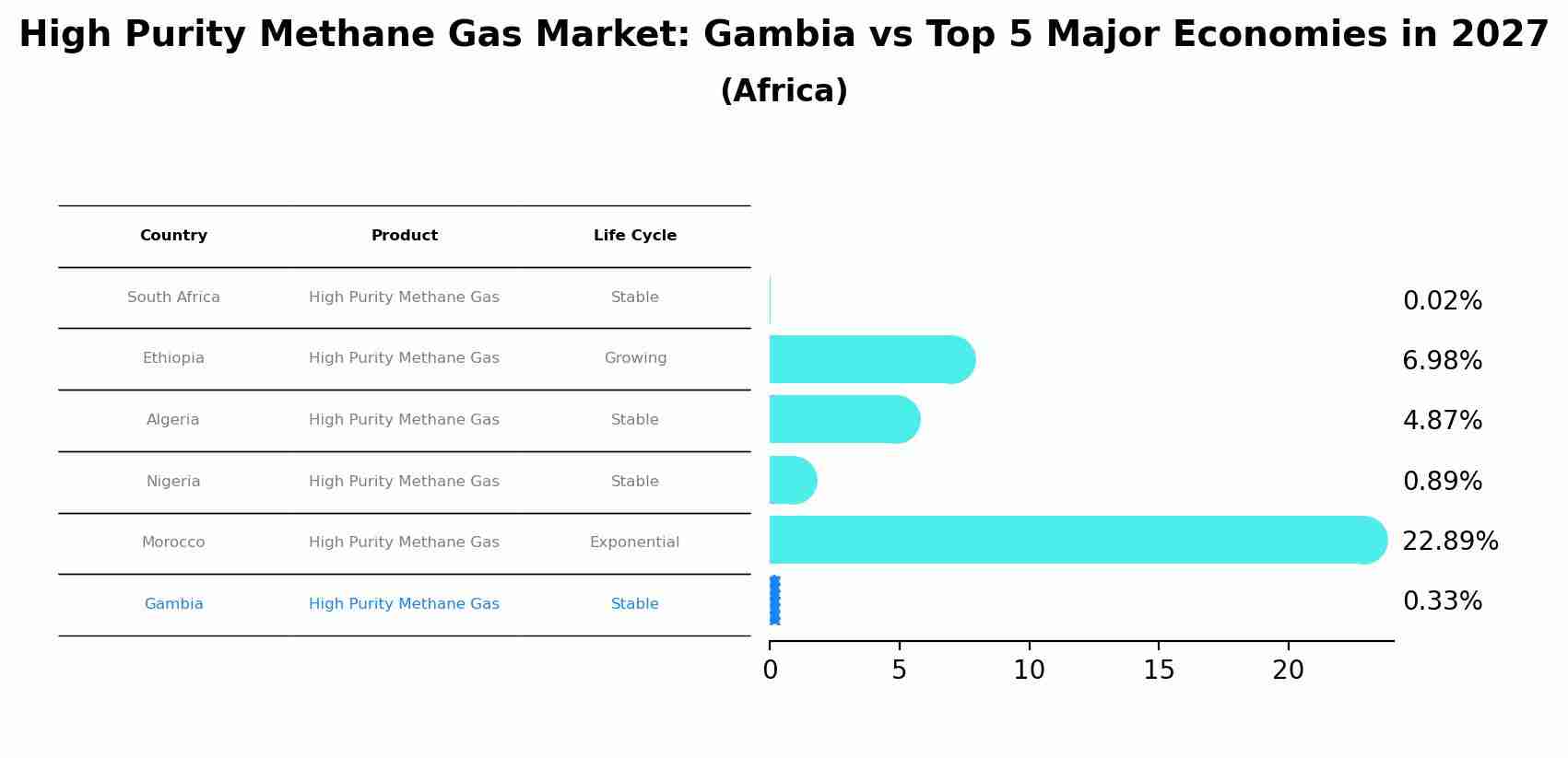 High Purity Methane Gas Market: Gambia vs Top 5 Major Economies in 2027 (Africa)