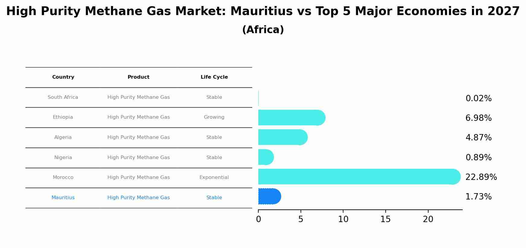 High Purity Methane Gas Market: Mauritius vs Top 5 Major Economies in 2027 (Africa)