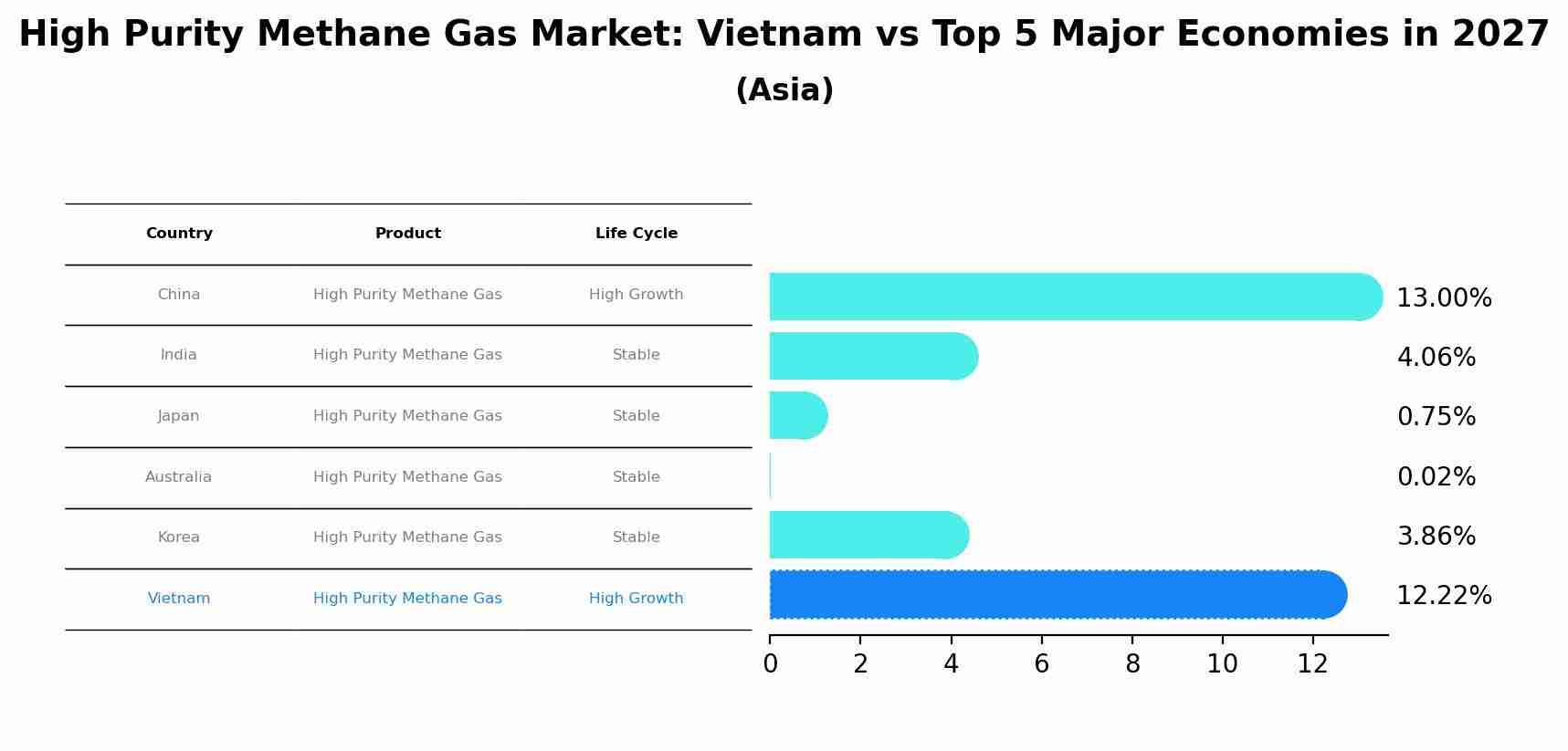 High Purity Methane Gas Market: Vietnam vs Top 5 Major Economies in 2027 (Asia)