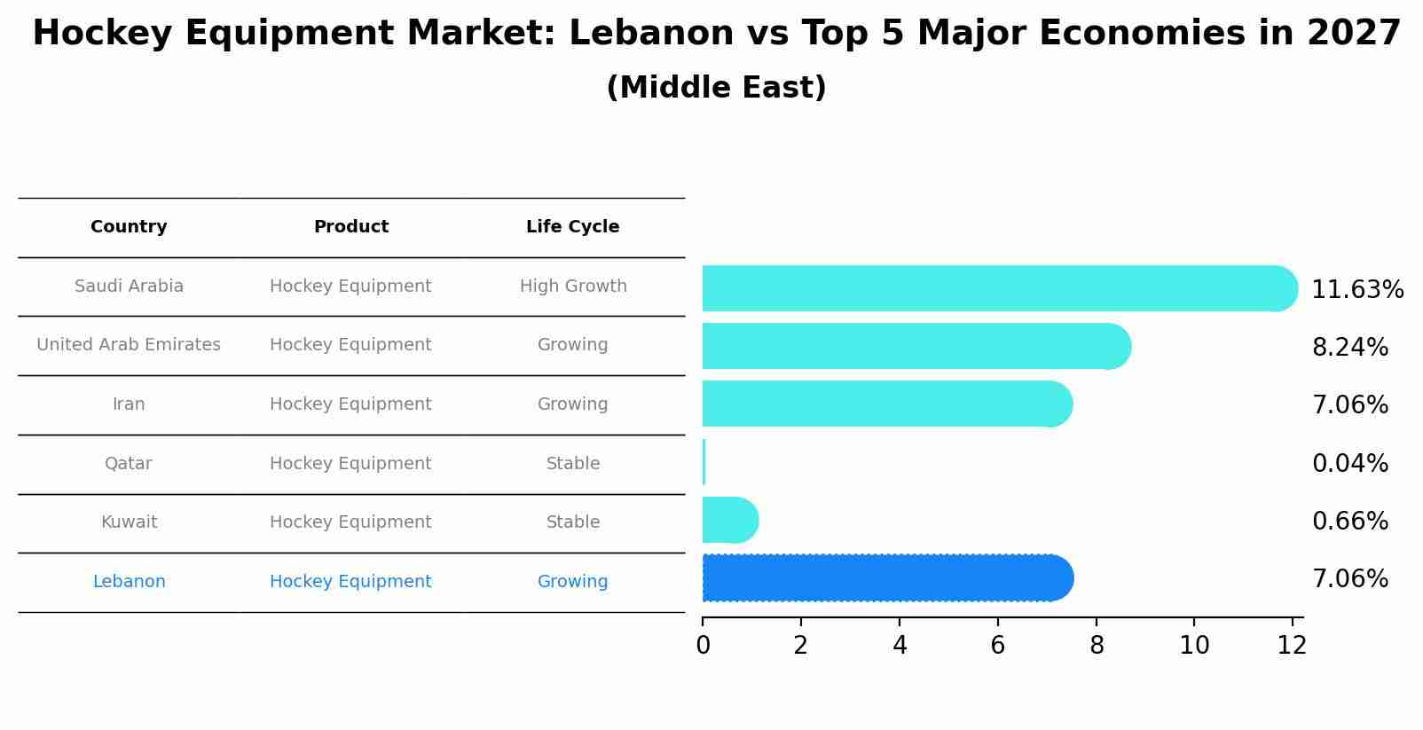 Hockey Equipment Market: Lebanon vs Top 5 Major Economies in 2027 (Middle East)