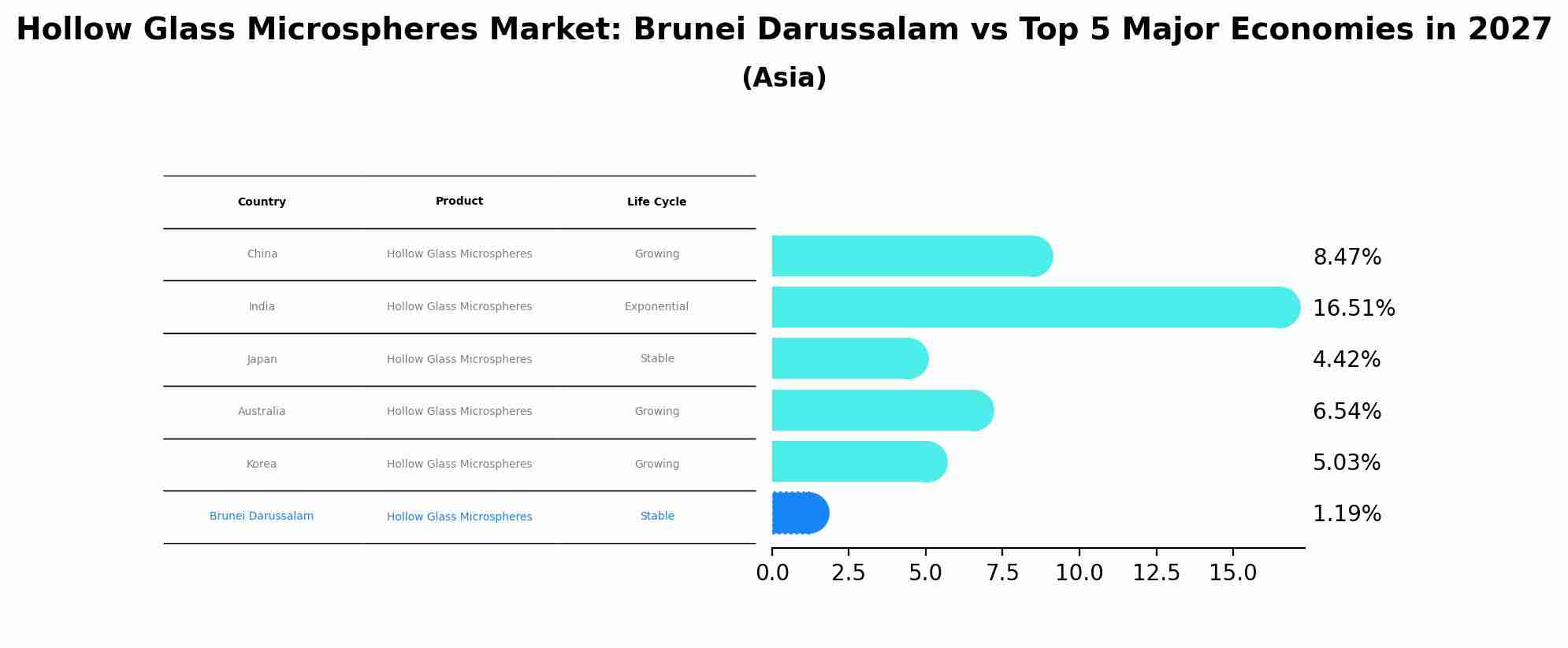 Hollow Glass Microspheres Market: Brunei Darussalam vs Top 5 Major Economies in 2027 (Asia)
