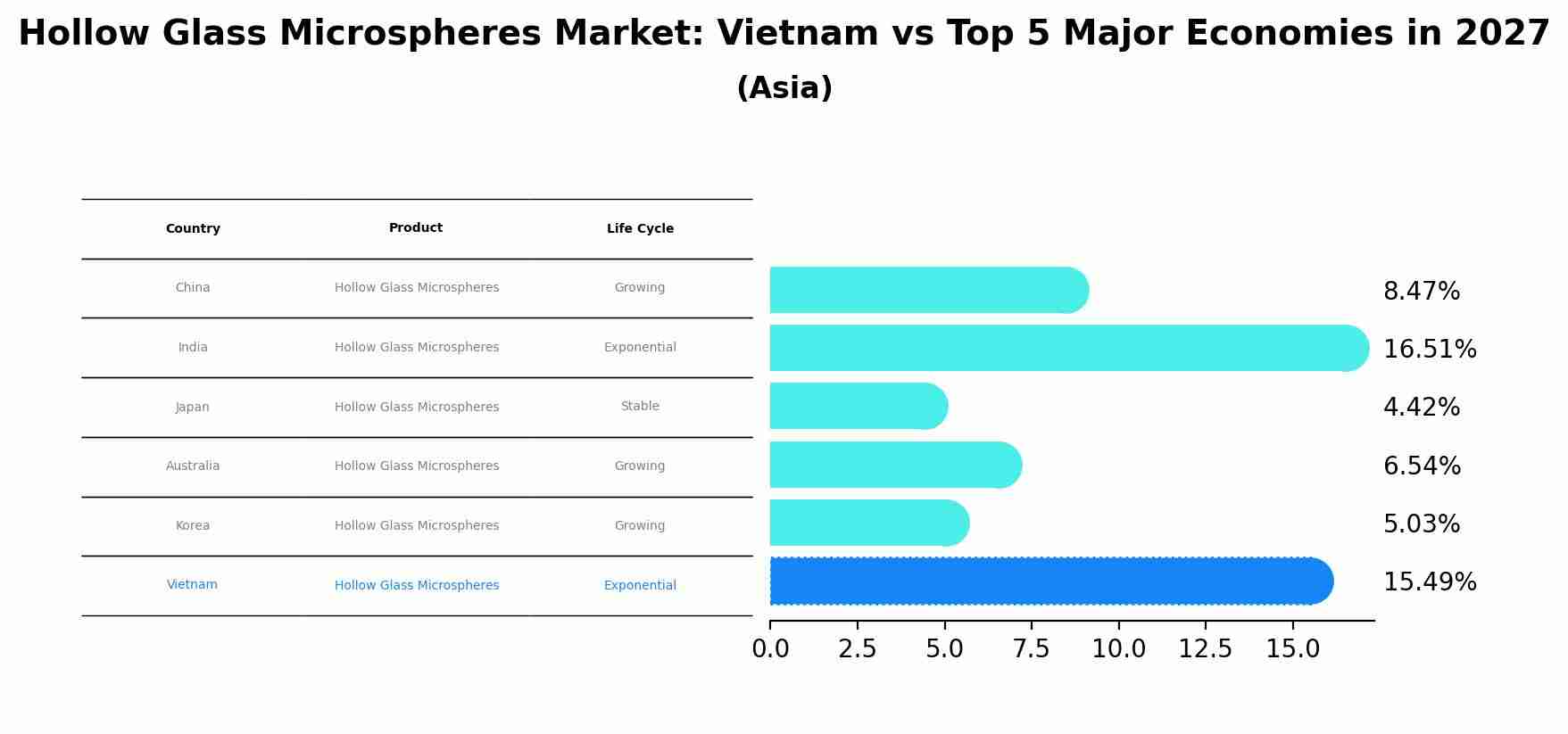 Hollow Glass Microspheres Market: Vietnam vs Top 5 Major Economies in 2027 (Asia)
