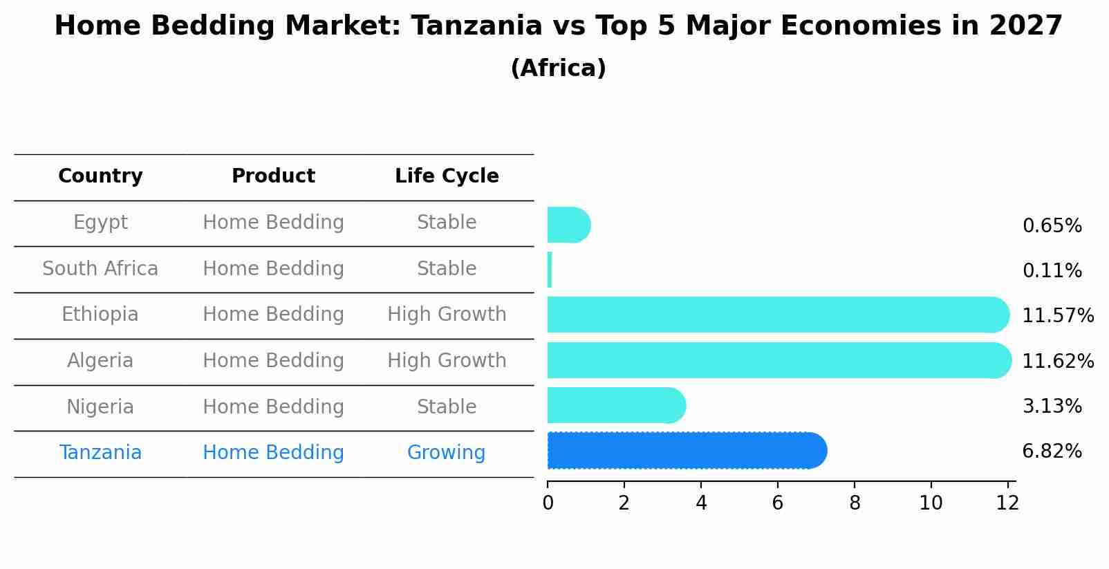Home Bedding Market: Tanzania vs Top 5 Major Economies in 2027 (Africa)