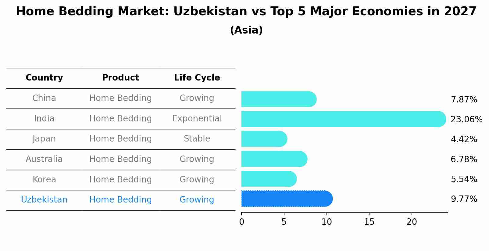 Home Bedding Market: Uzbekistan vs Top 5 Major Economies in 2027 (Asia)