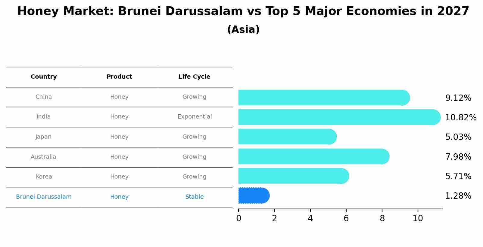 Honey Market: Brunei Darussalam vs Top 5 Major Economies in 2027 (Asia)