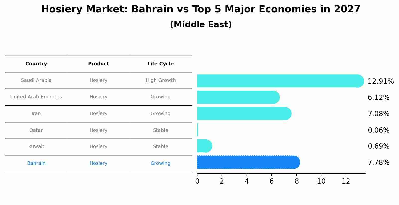 Hosiery Market: Bahrain vs Top 5 Major Economies in 2027 (Middle East)