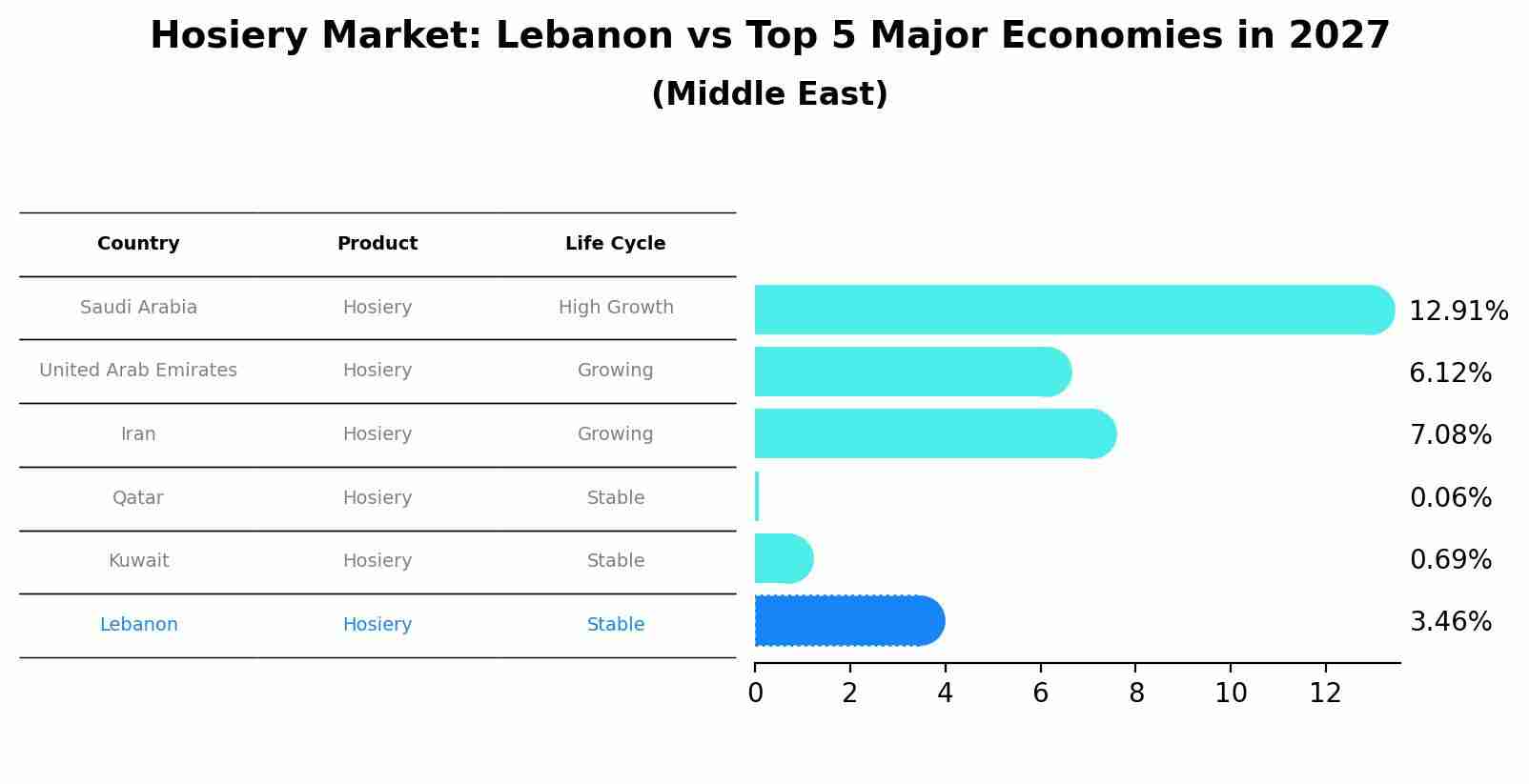 Hosiery Market: Lebanon vs Top 5 Major Economies in 2027 (Middle East)
