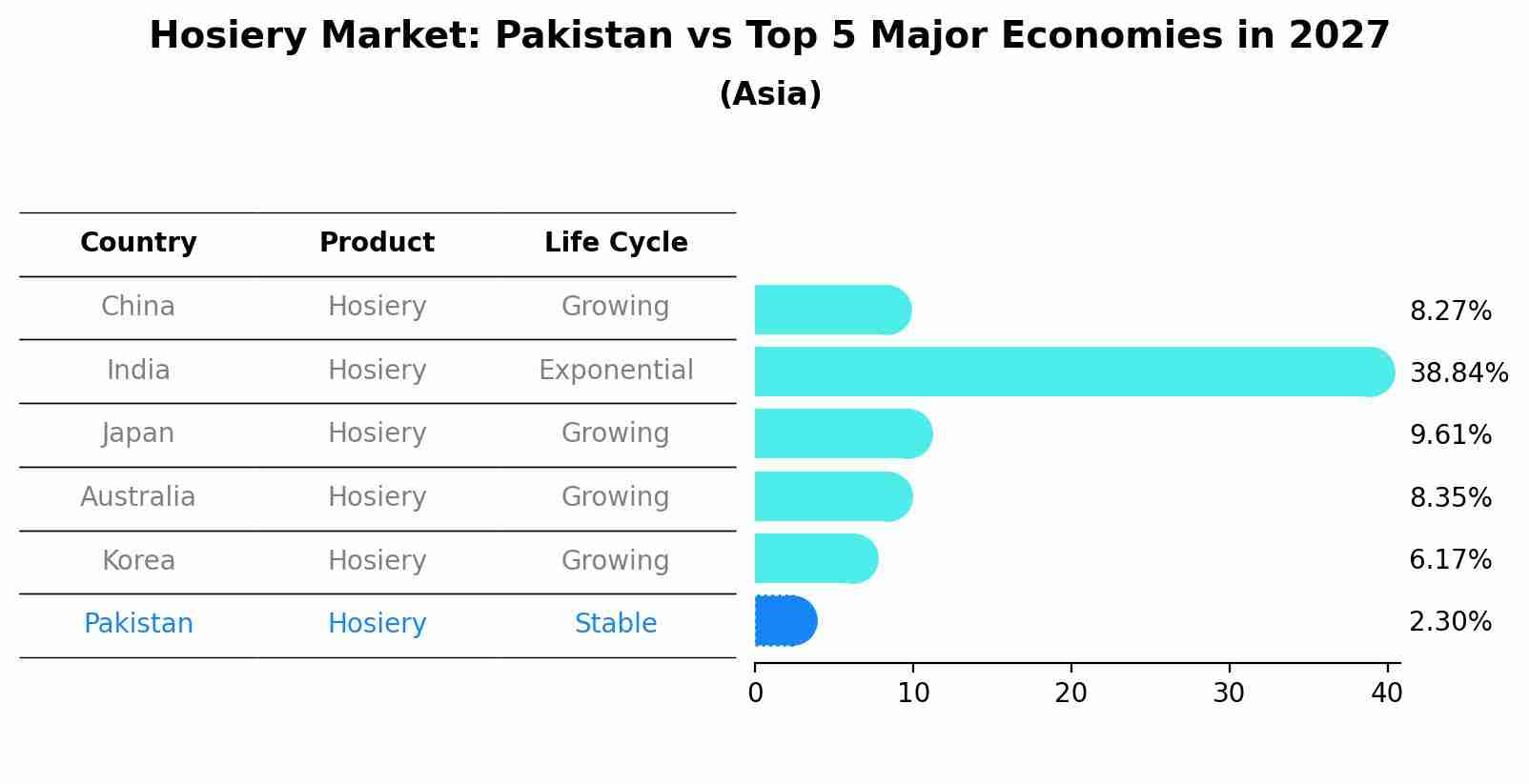Hosiery Market: Pakistan vs Top 5 Major Economies in 2027 (Asia)