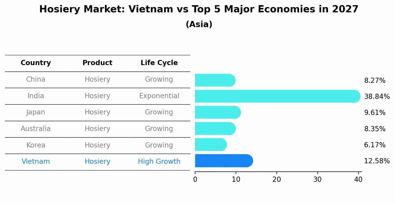 Hosiery Market: Vietnam vs Top 5 Major Economies in 2027 (Asia)