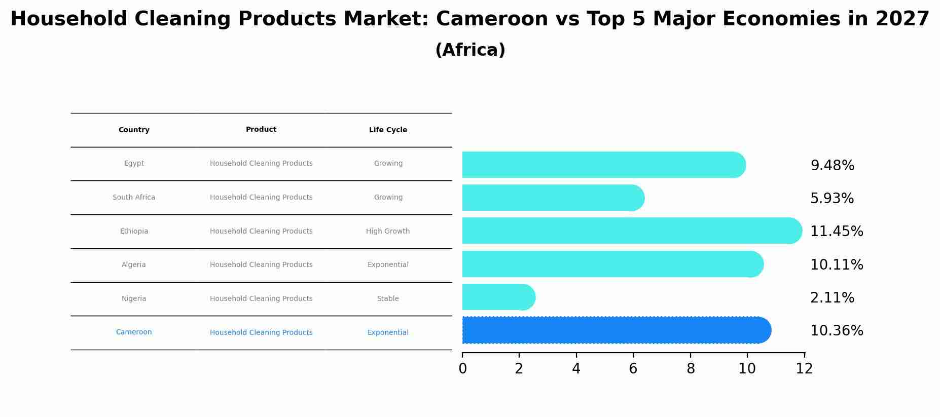 Household Cleaning Products Market: Cameroon vs Top 5 Major Economies in 2027 (Africa)