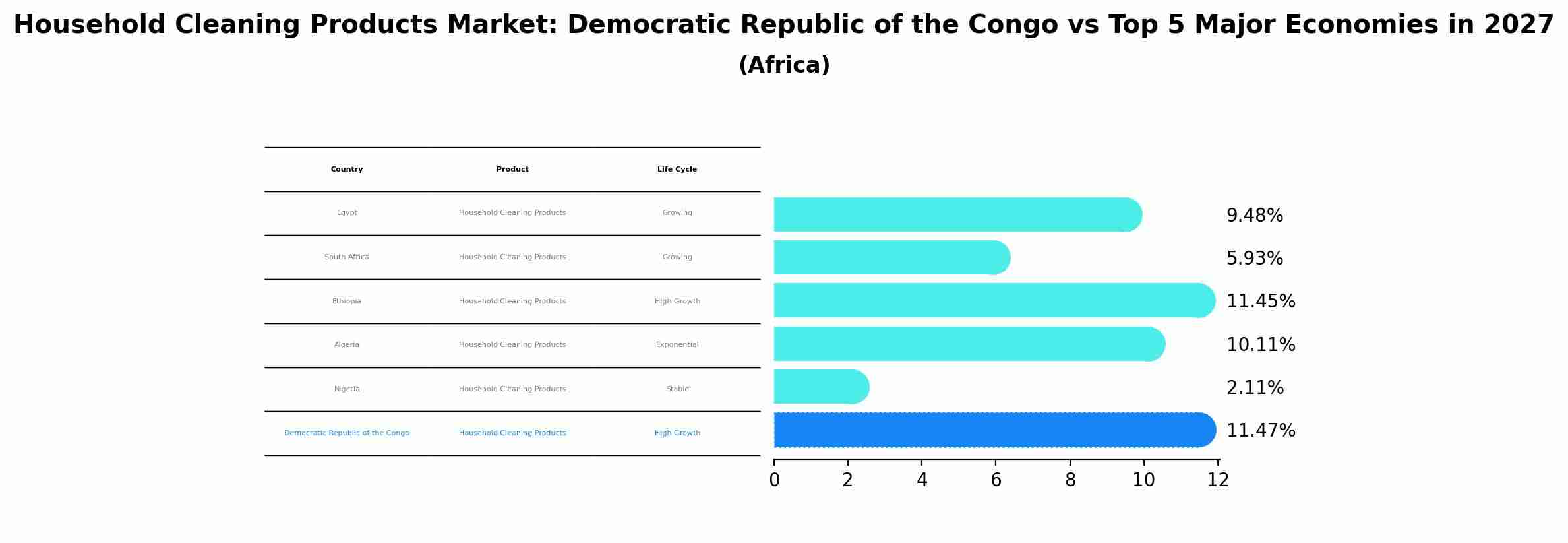 Household Cleaning Products Market: Democratic Republic of the Congo vs Top 5 Major Economies in 2027 (Africa)