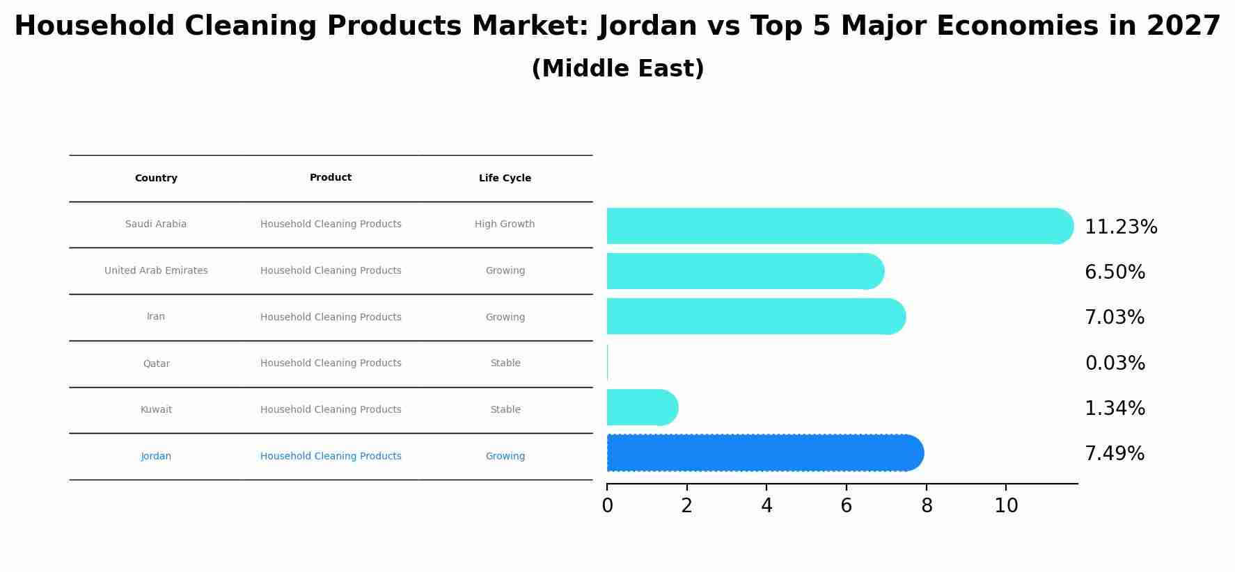 Household Cleaning Products Market: Jordan vs Top 5 Major Economies in 2027 (Middle East)