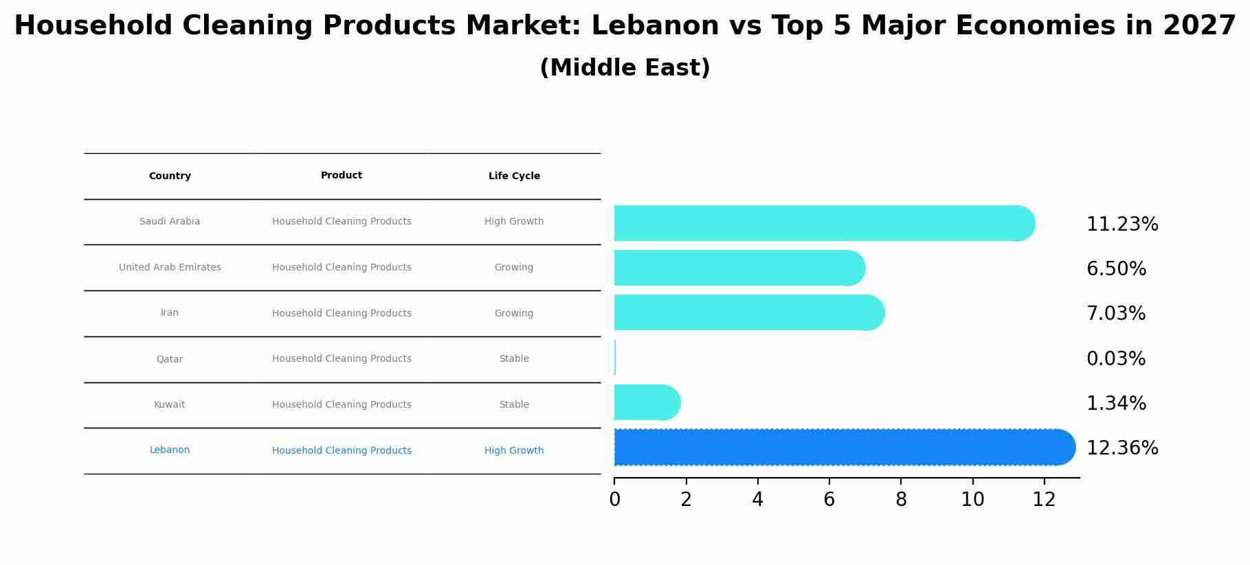 Household Cleaning Products Market: Lebanon vs Top 5 Major Economies in 2027 (Middle East)