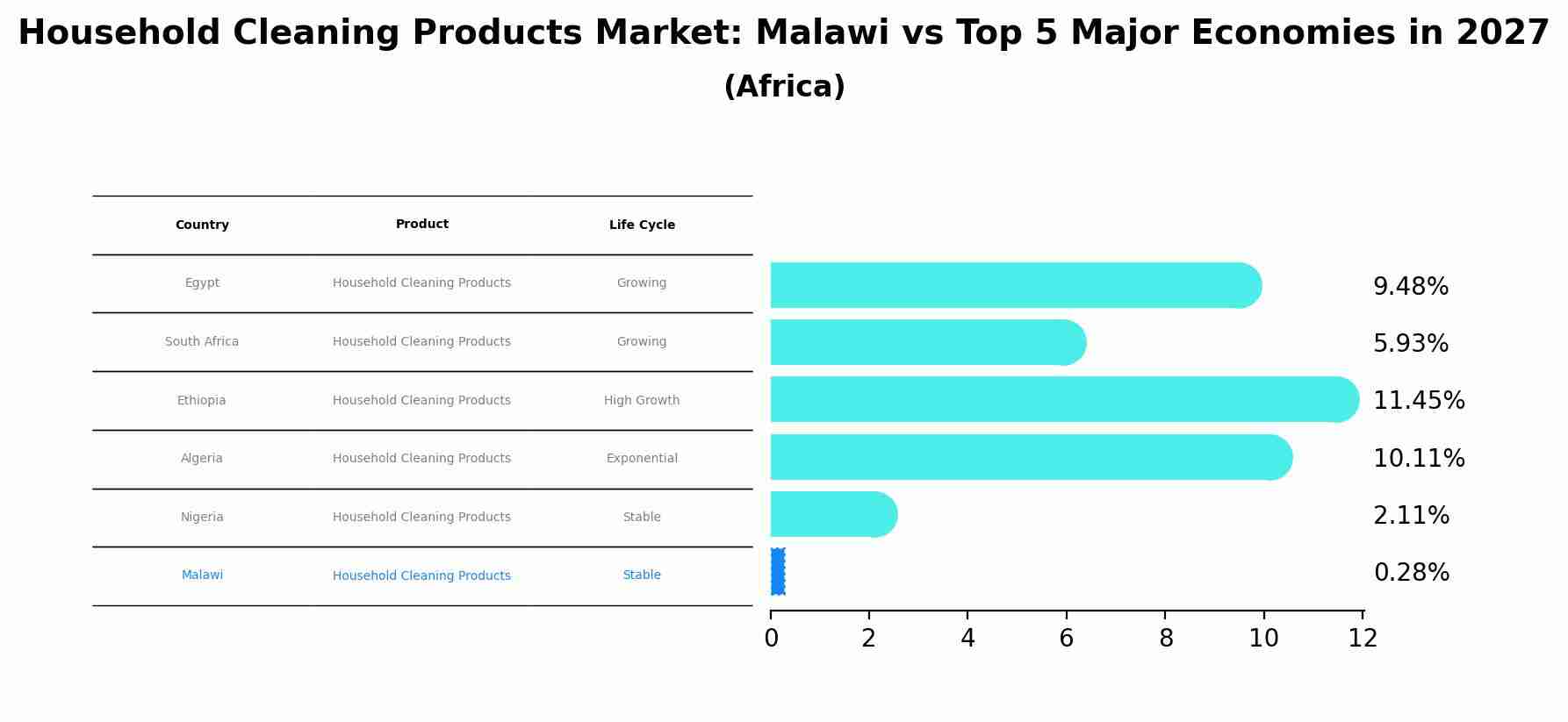 Household Cleaning Products Market: Malawi vs Top 5 Major Economies in 2027 (Africa)