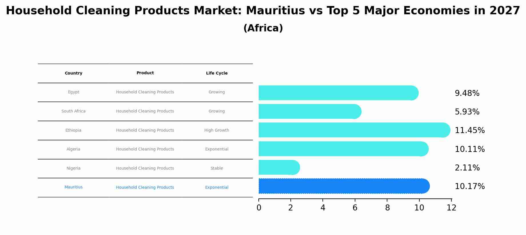 Household Cleaning Products Market: Mauritius vs Top 5 Major Economies in 2027 (Africa)