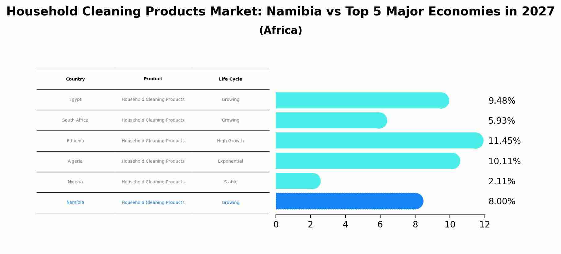 Household Cleaning Products Market: Namibia vs Top 5 Major Economies in 2027 (Africa)