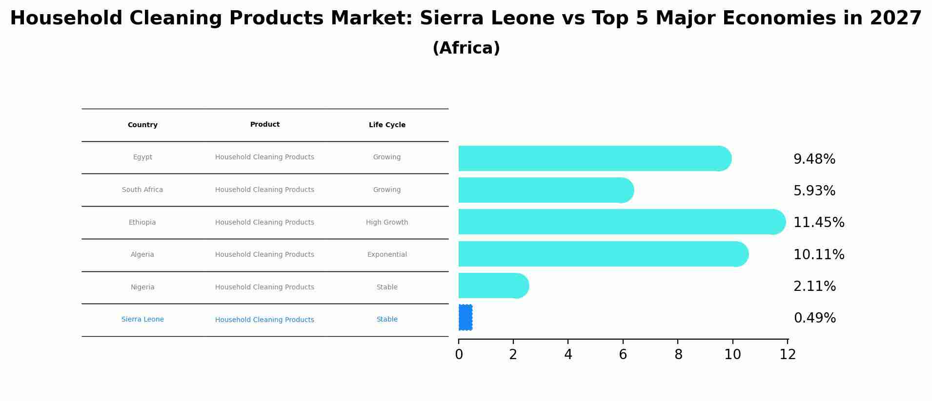Household Cleaning Products Market: Sierra Leone vs Top 5 Major Economies in 2027 (Africa)