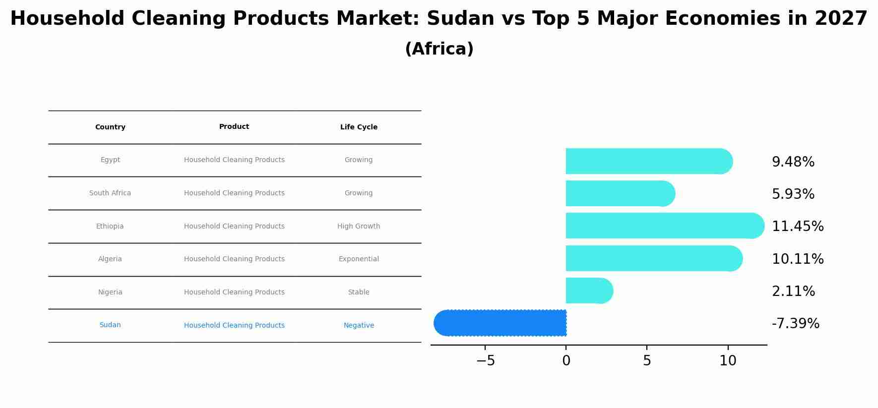 Household Cleaning Products Market: Sudan vs Top 5 Major Economies in 2027 (Africa)
