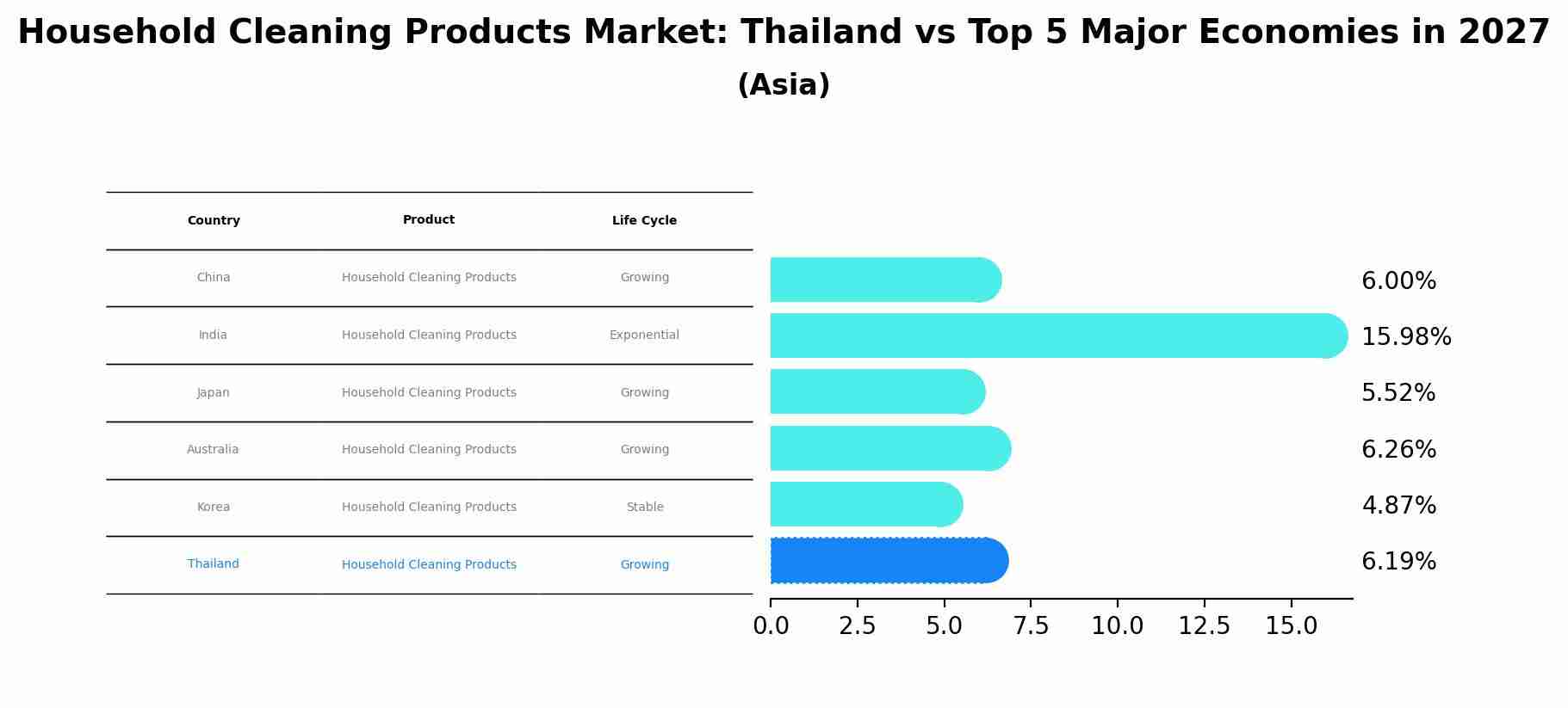 Household Cleaning Products Market: Thailand vs Top 5 Major Economies in 2027 (Asia)