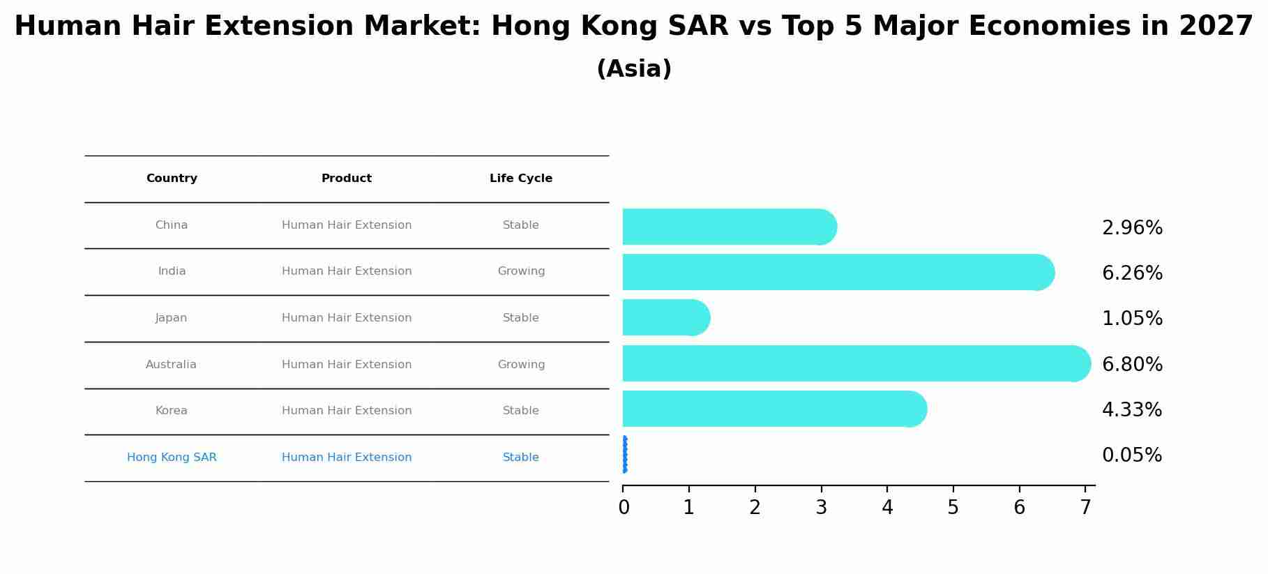 Human Hair Extension Market: Hong Kong SAR vs Top 5 Major Economies in 2027 (Asia)