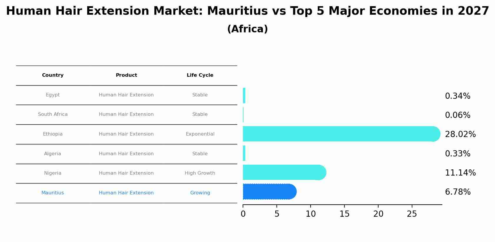 Human Hair Extension Market: Mauritius vs Top 5 Major Economies in 2027 (Africa)