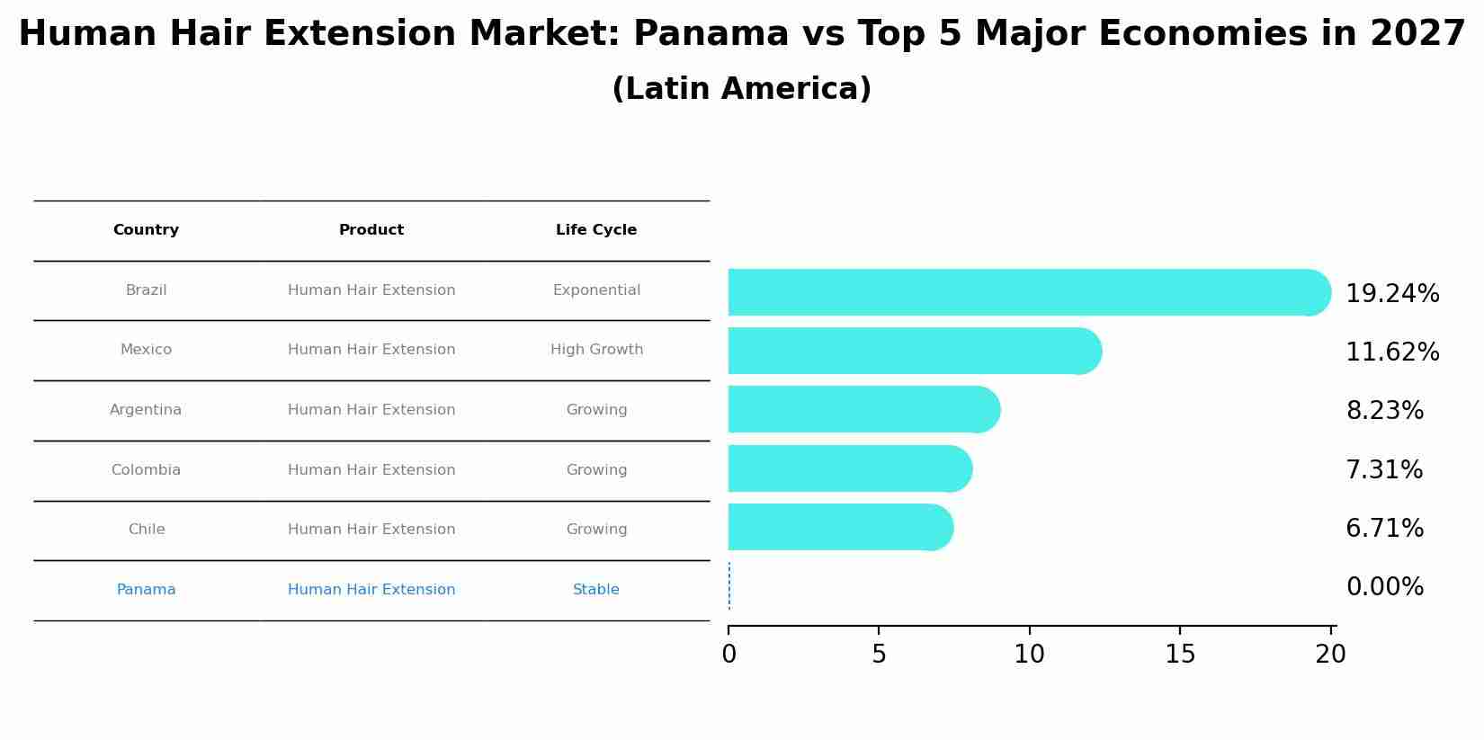Human Hair Extension Market: Panama vs Top 5 Major Economies in 2027 (Latin America)