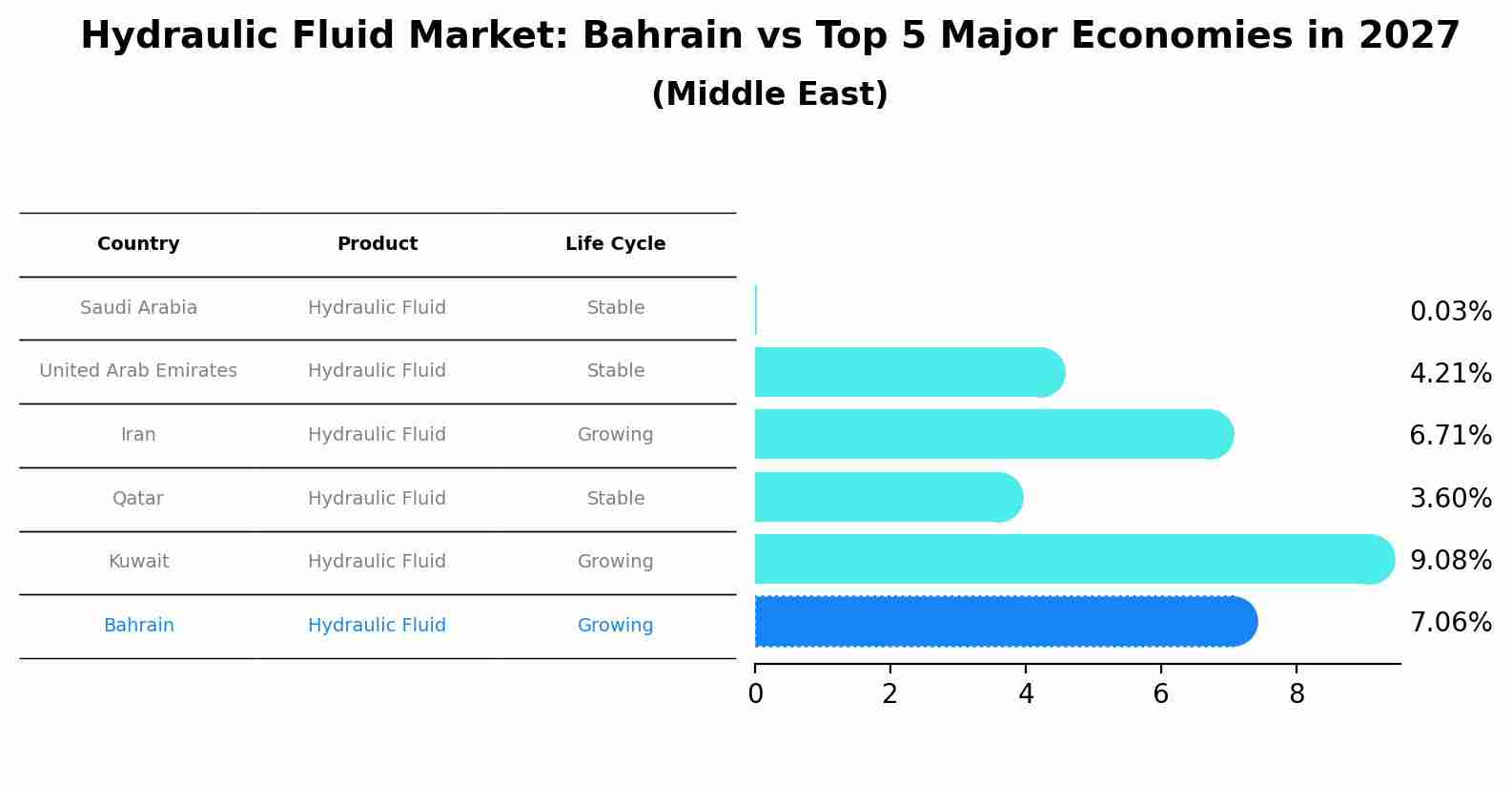 Hydraulic Fluid Market: Bahrain vs Top 5 Major Economies in 2027 (Middle East)
