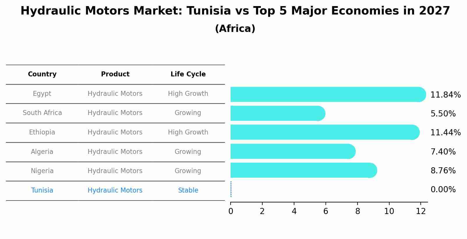 Hydraulic Motors Market: Tunisia vs Top 5 Major Economies in 2027 (Africa)