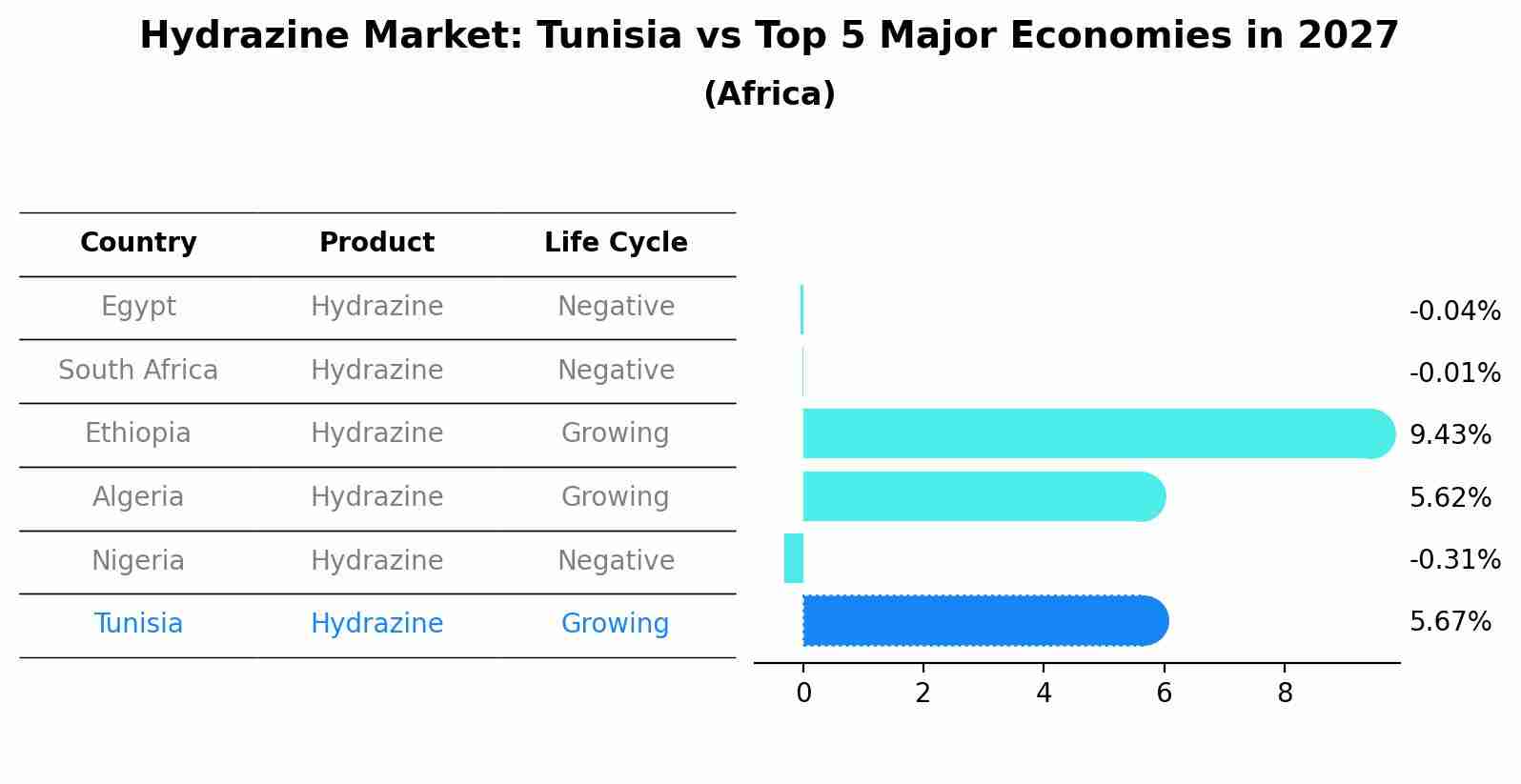 Hydrazine Market: Tunisia vs Top 5 Major Economies in 2027 (Africa)
