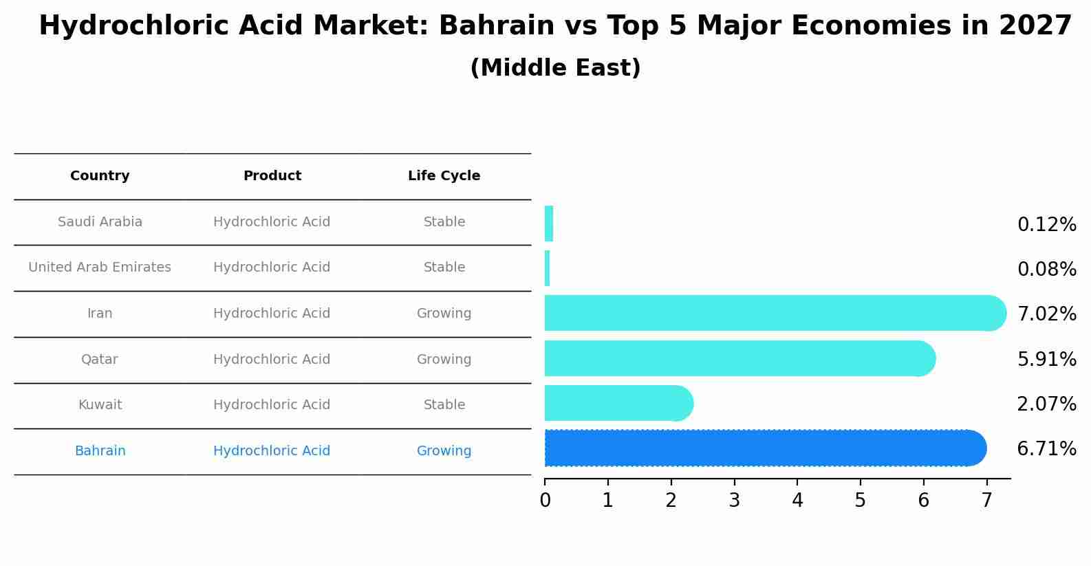 Hydrochloric Acid Market: Bahrain vs Top 5 Major Economies in 2027 (Middle East)