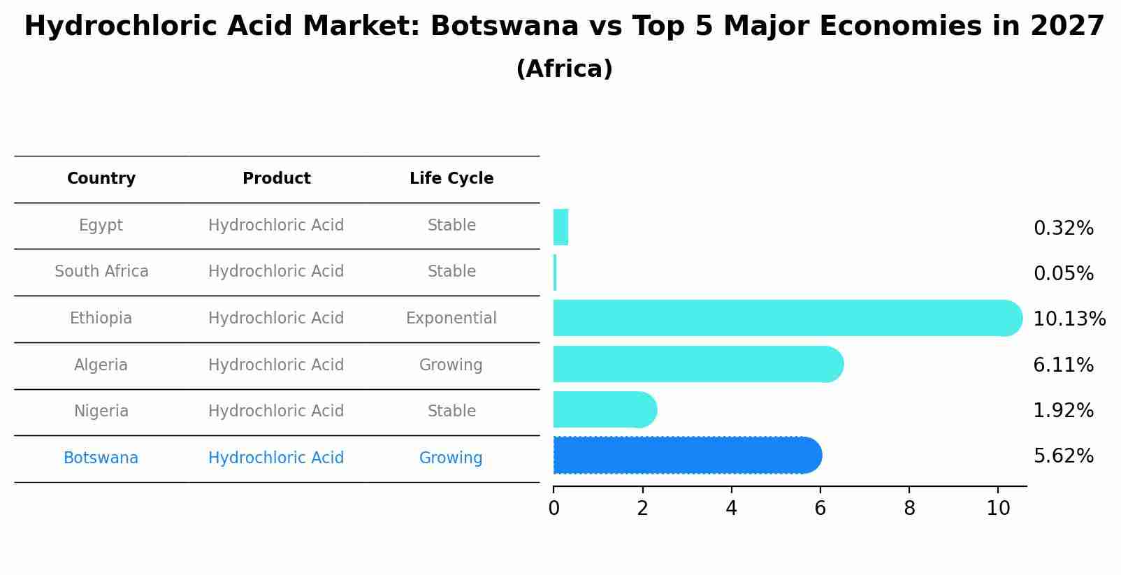 Hydrochloric Acid Market: Botswana vs Top 5 Major Economies in 2027 (Africa)