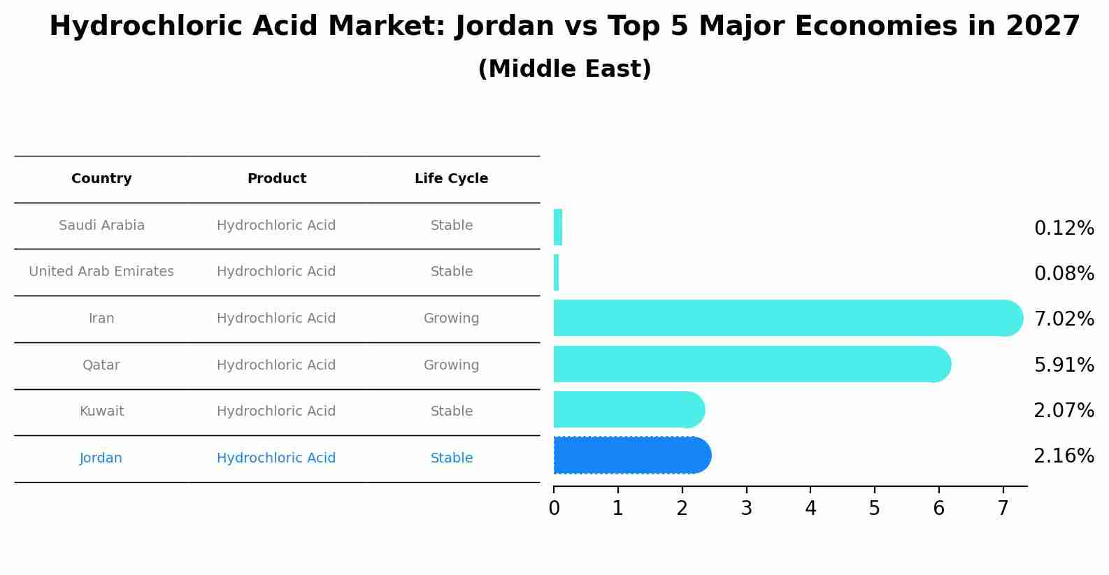 Hydrochloric Acid Market: Jordan vs Top 5 Major Economies in 2027 (Middle East)
