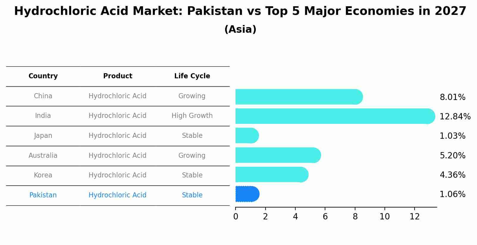 Hydrochloric Acid Market: Pakistan vs Top 5 Major Economies in 2027 (Asia)