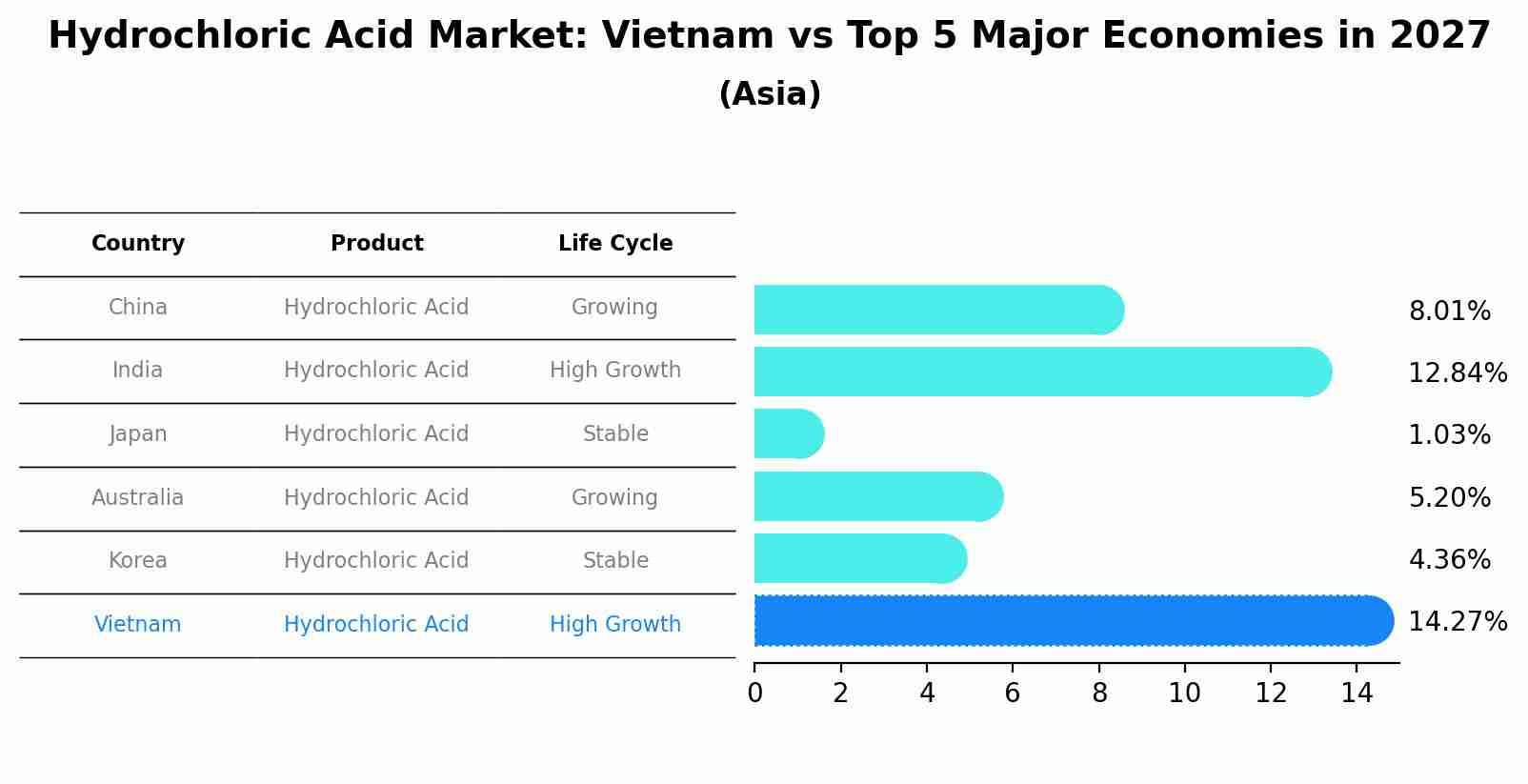 Hydrochloric Acid Market: Vietnam vs Top 5 Major Economies in 2027 (Asia)